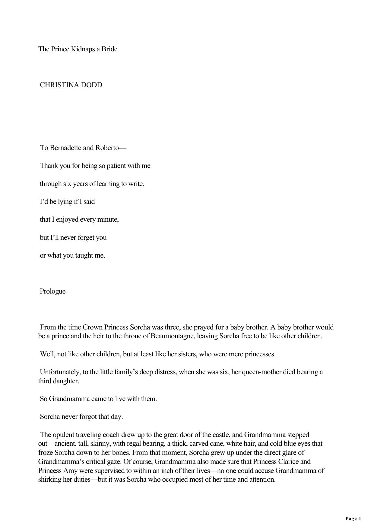 The Prince Kidnaps A Bride by Dodd Christina