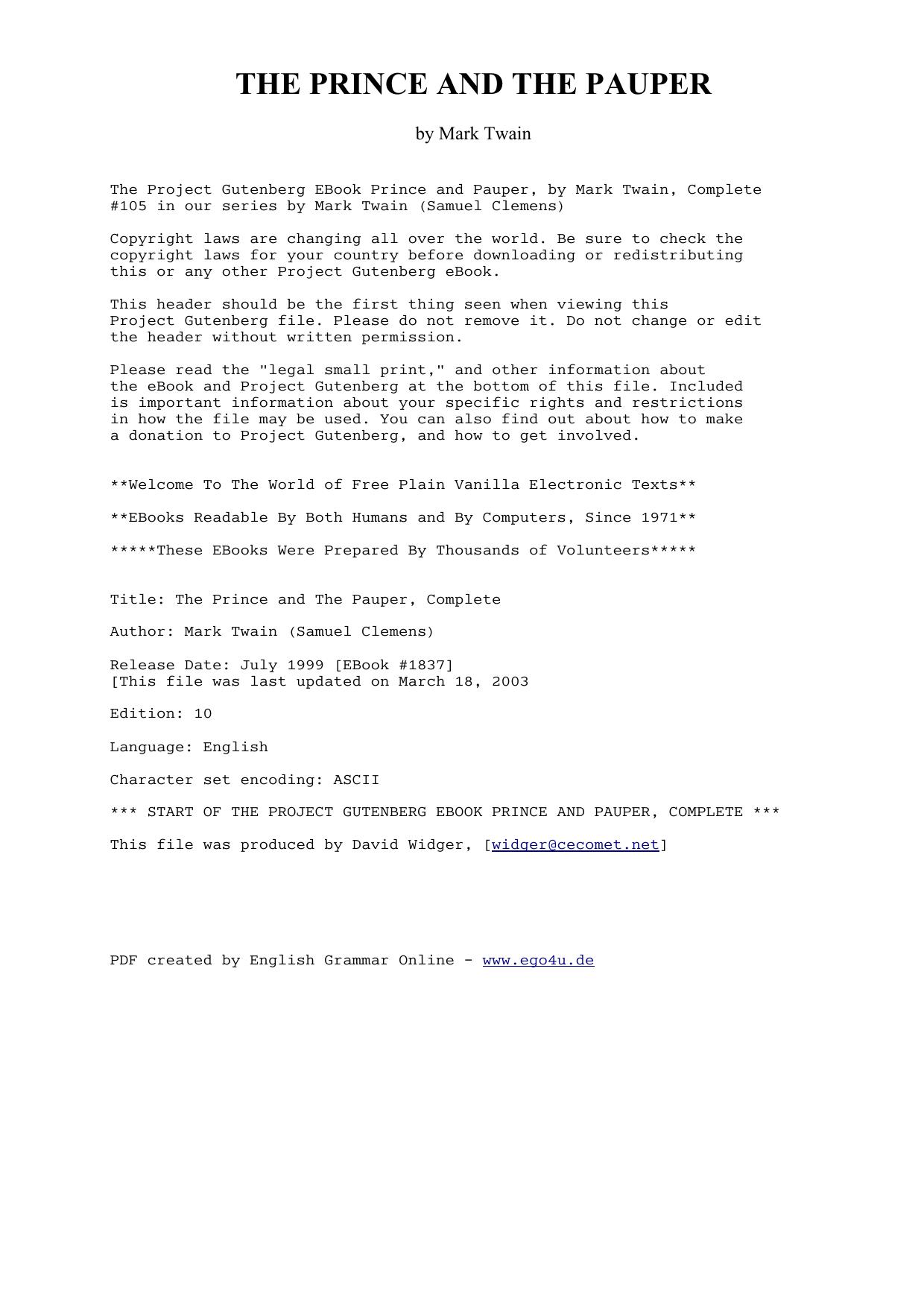 The Prince and the Pauper by Unknown