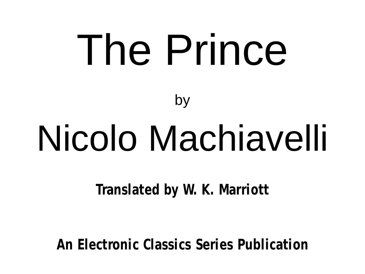 The Prince by Jim Manis ed.; Machiavelli
