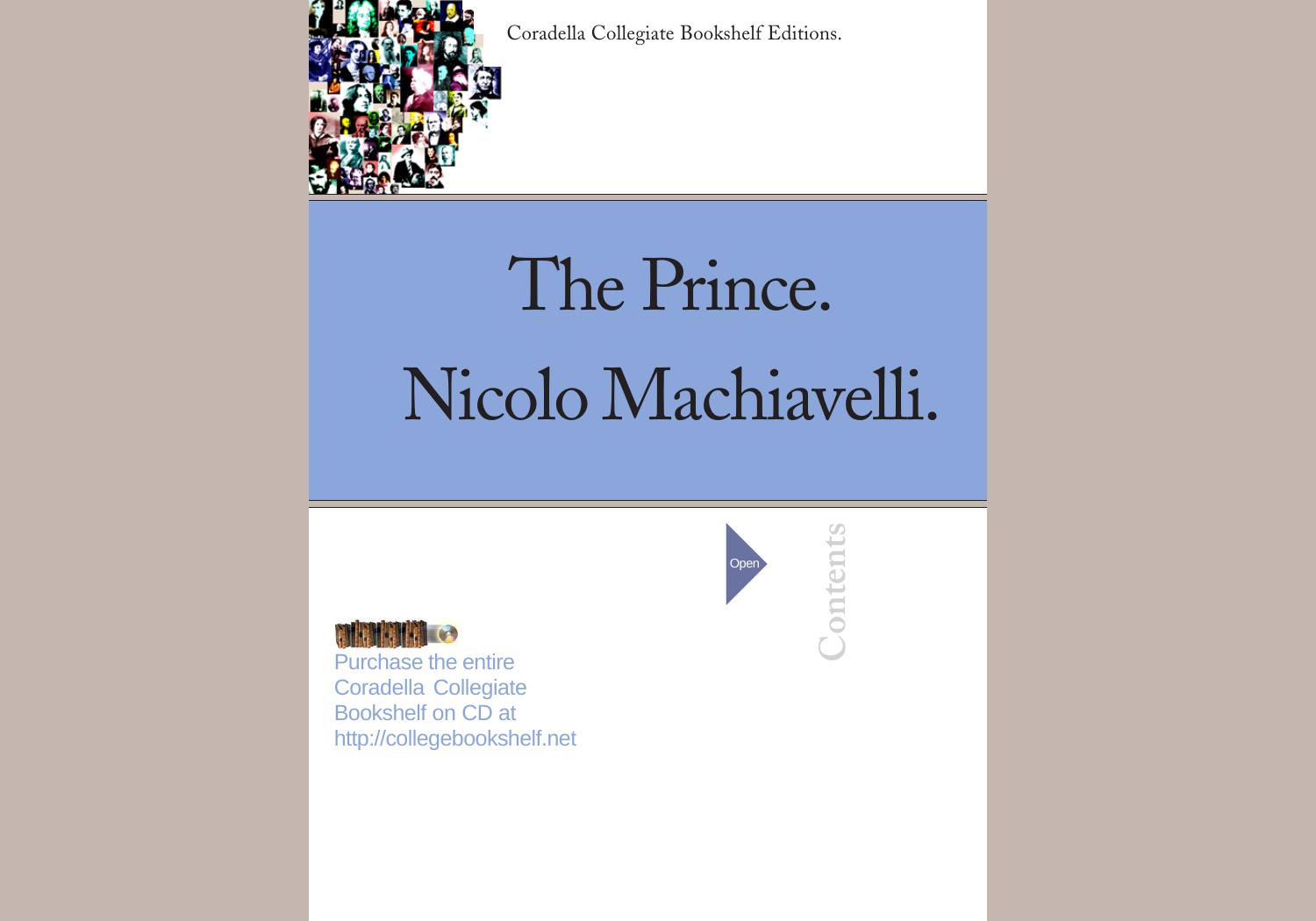 The Prince by published by Coradella Collegiate Bookshelf Editions