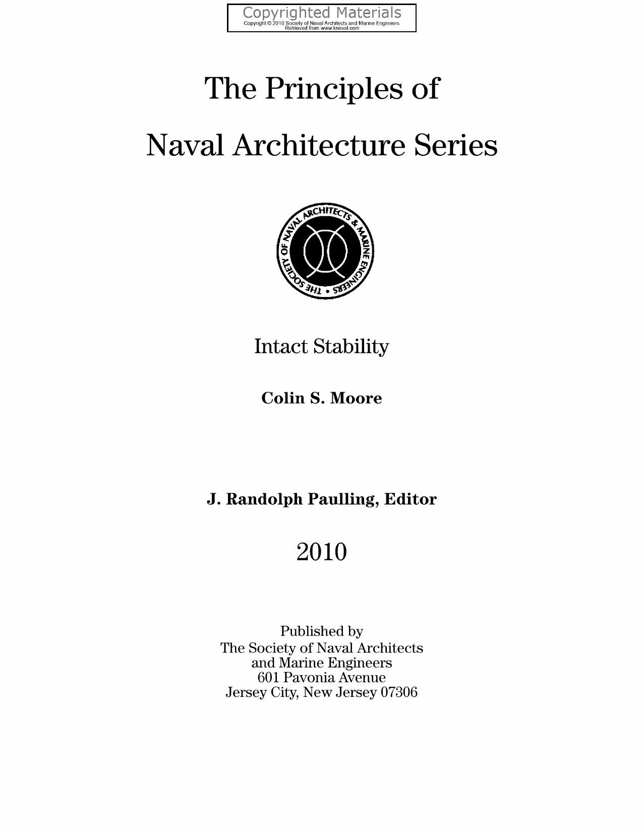 The Principles of Naval Architecture Series: Intact Stability (Repost) by Unknow