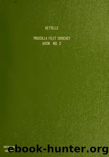 The Priscilla filet crochet book, no. 2 ; a collection of beautiful designs in filet crochet, introducing filet crochet brod, embroidery on crochet and cameo crochet by Kettelle F. W. Mrs