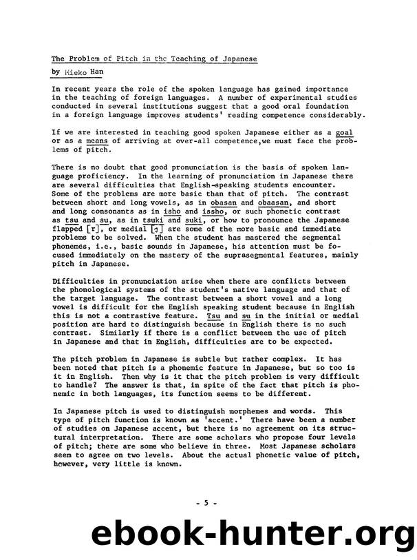 The Problem of Pitch in the Teaching of Japanese by Unknown