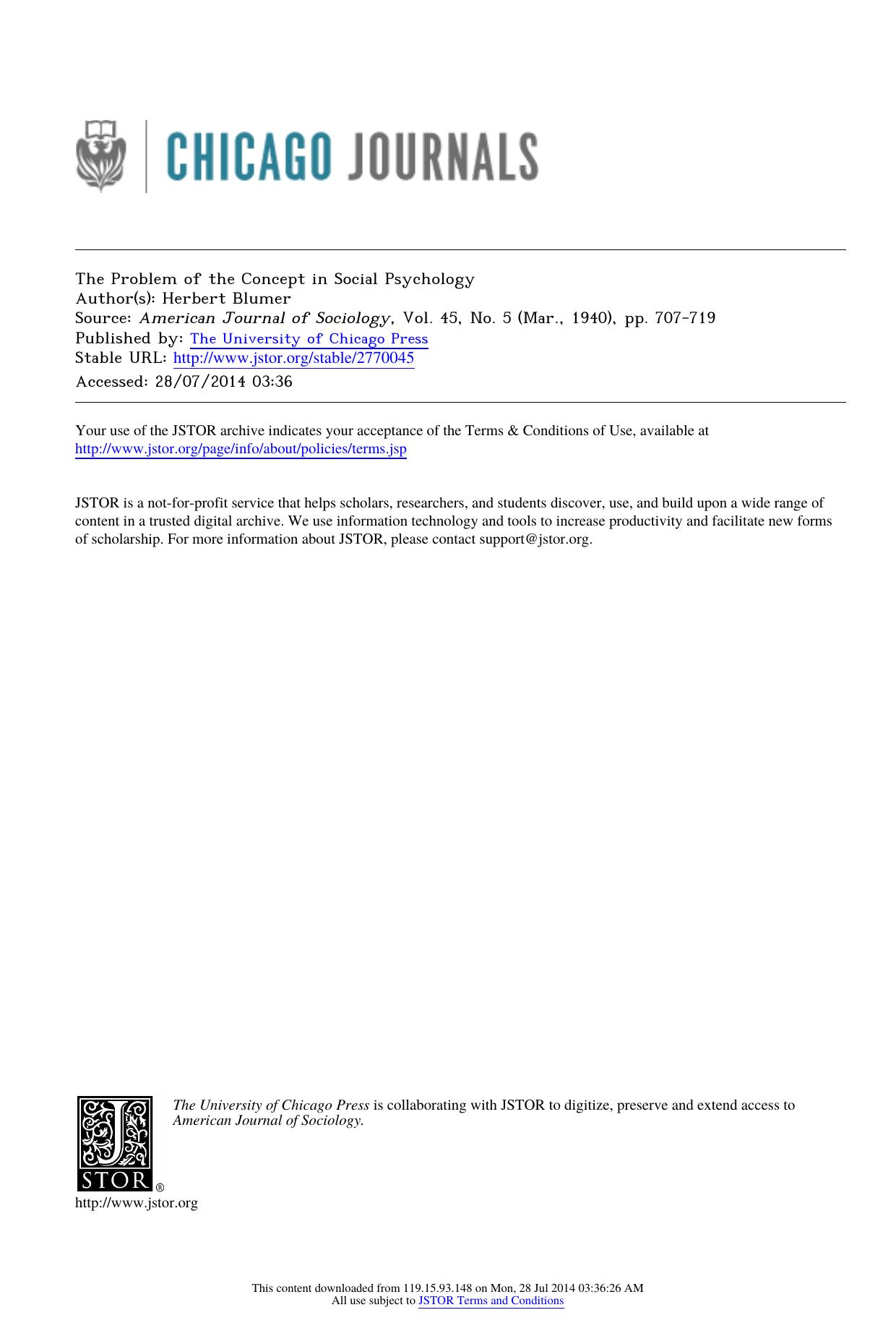 The Problem of the Concept in Social Psychology by The Problem of the Concept in Social Psychology