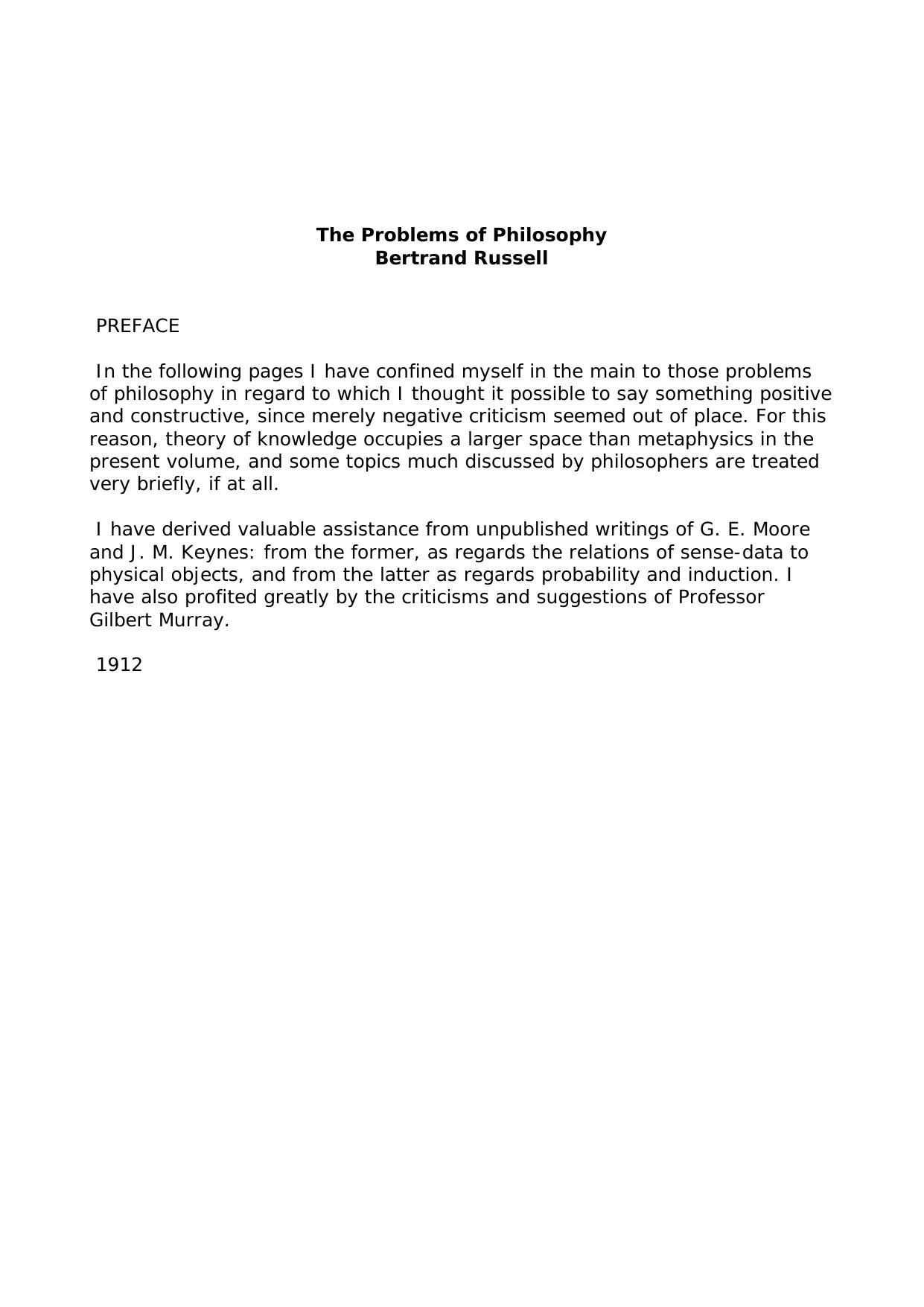 The Problems of Philosophy by Bertrand Russell