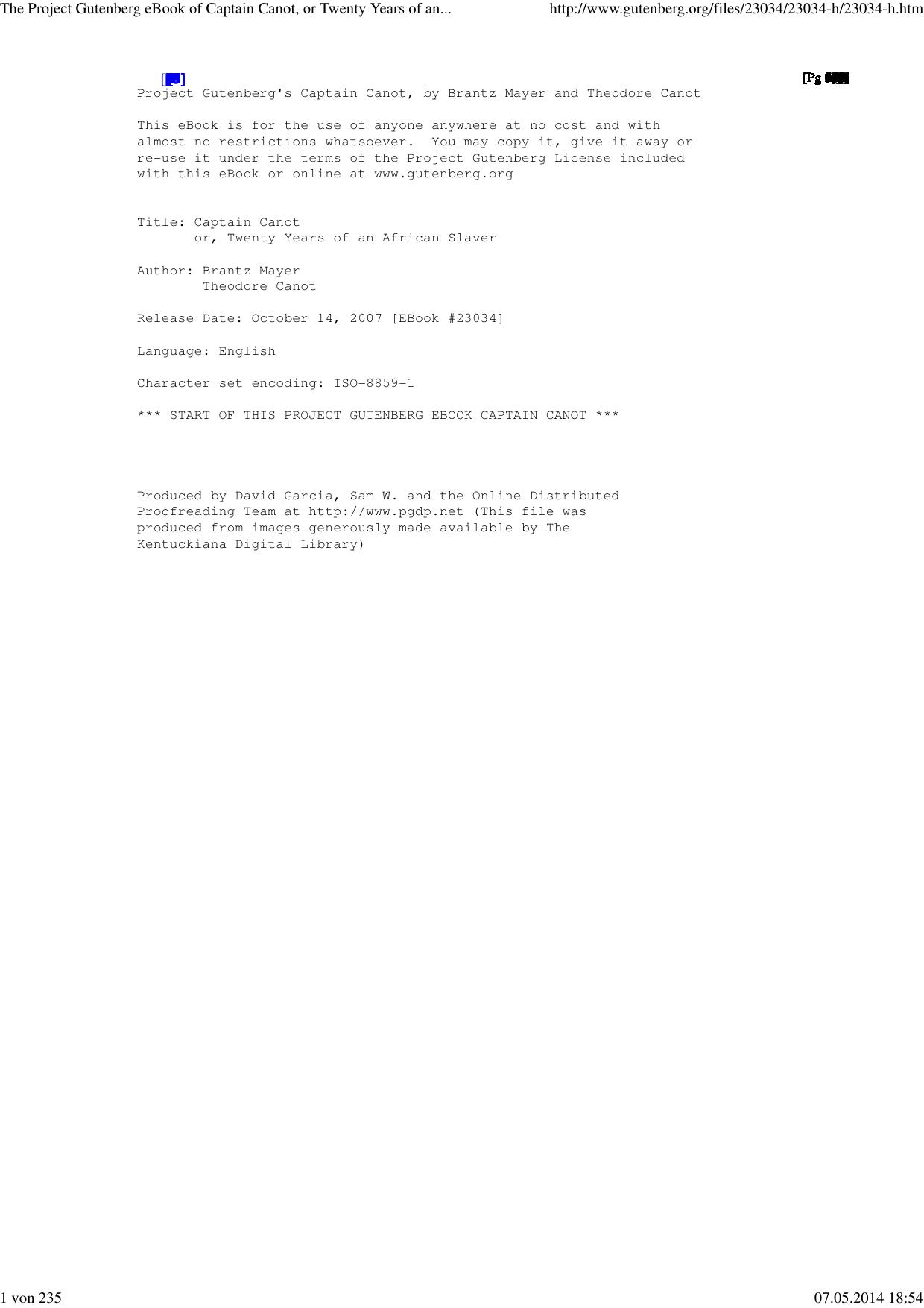 The Project Gutenberg eBook of Captain Canot, or Twenty Years of an African Slaver, by Brantz Mayer and Theodore Canot. by Benutzer1