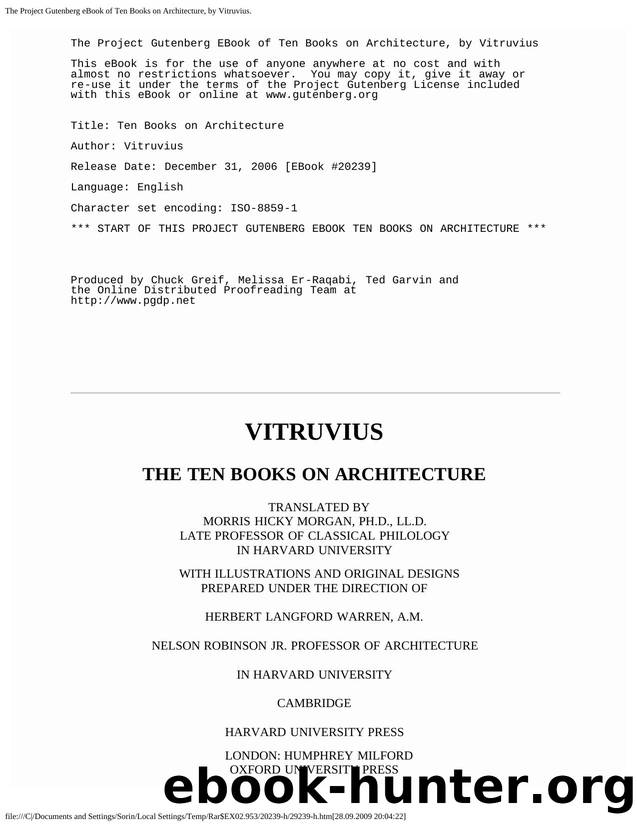 The Project Gutenberg eBook of Ten Books on Architecture, by Vitruvius. by Unknown