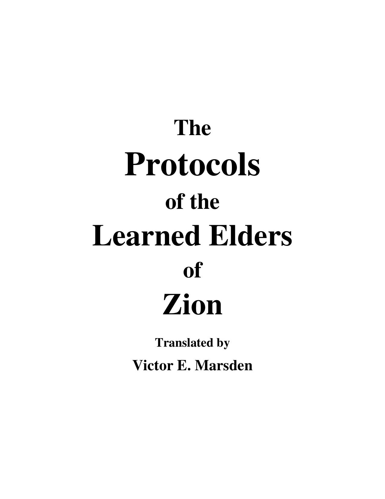 The Protocols of the Learned Elders of Zion by Unknown