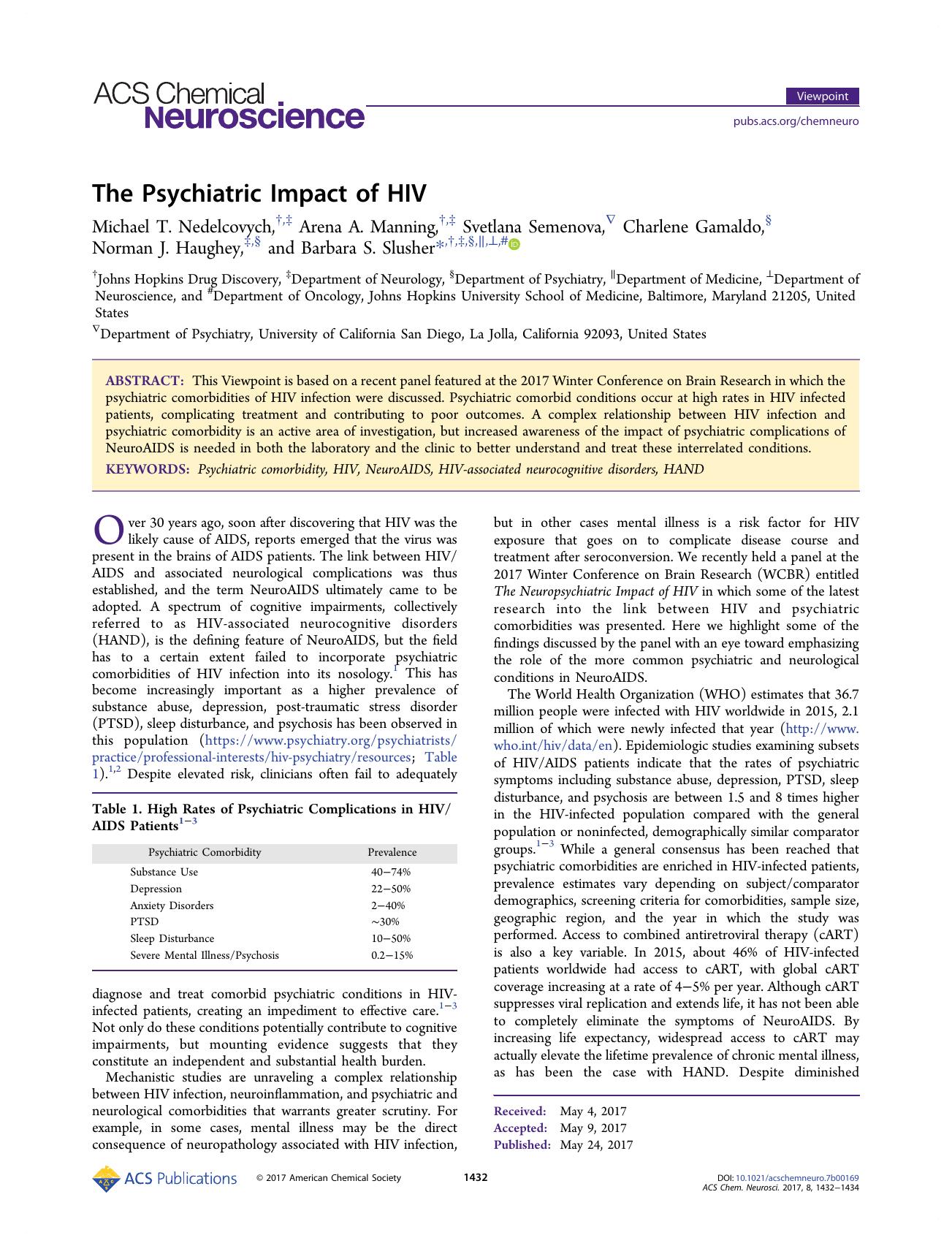 The Psychiatric Impact of HIV by unknow
