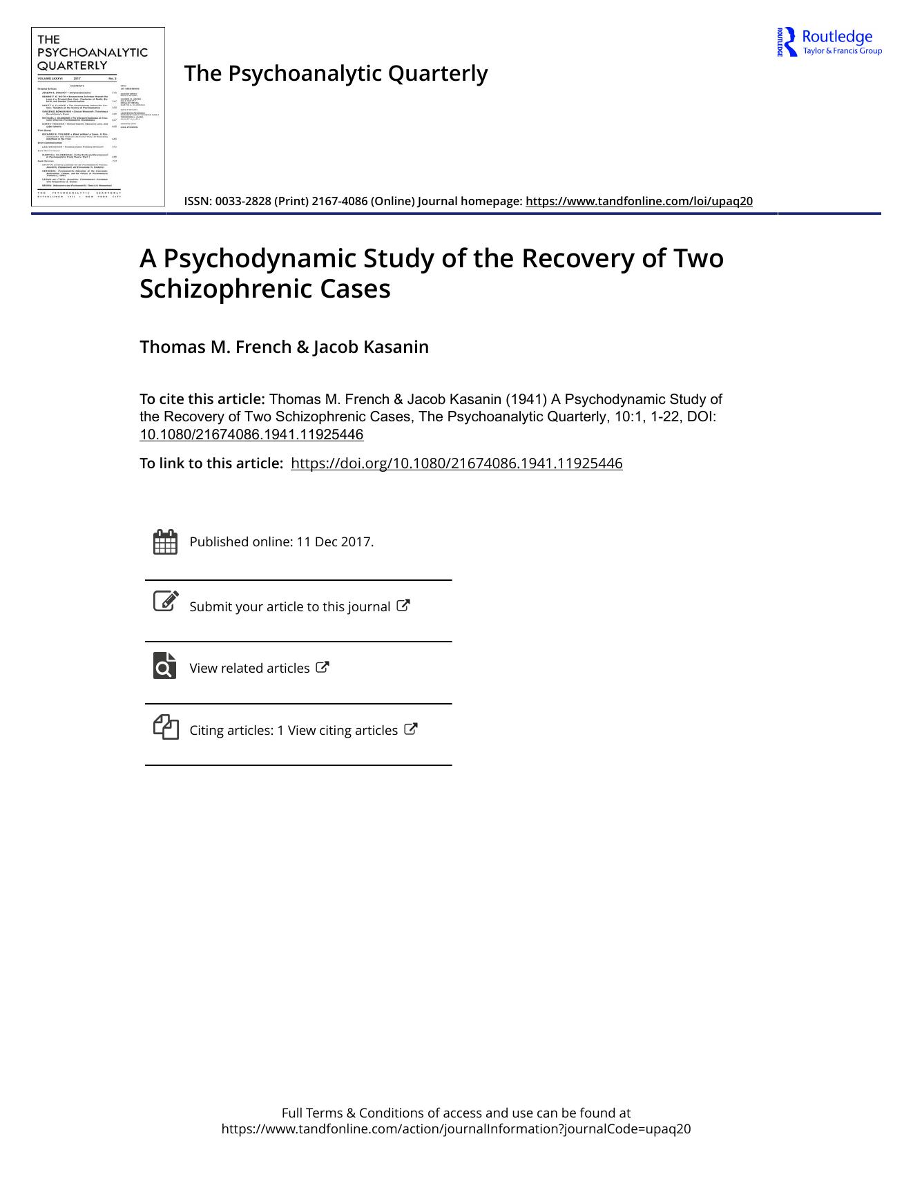 The Psychoanalytic Quarterly, Volume 10, Issue 1 (1941) by Unknown