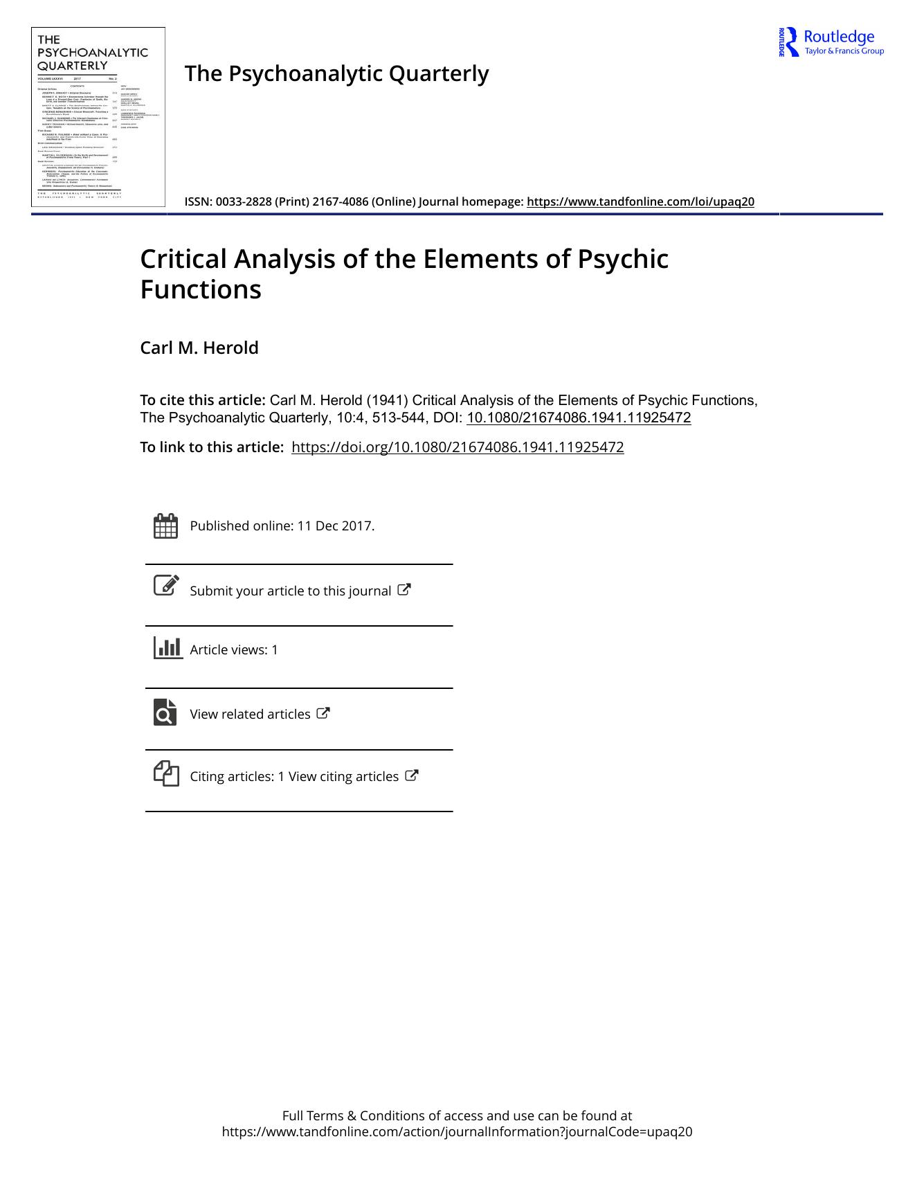 The Psychoanalytic Quarterly, Volume 10, Issue 4 (1941) by Unknown