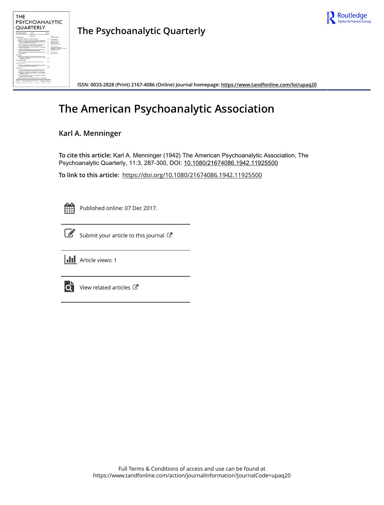 The Psychoanalytic Quarterly, Volume 11, Issue 3 (1942) by Unknown