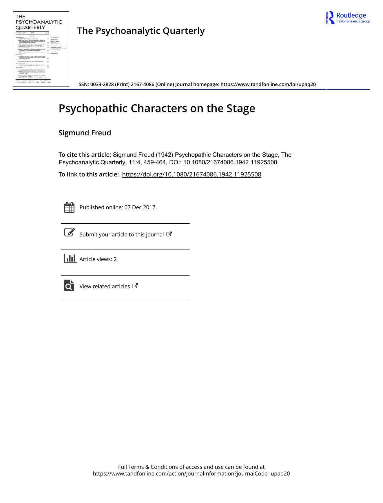 The Psychoanalytic Quarterly, Volume 11, Issue 4 (1942) by Unknown