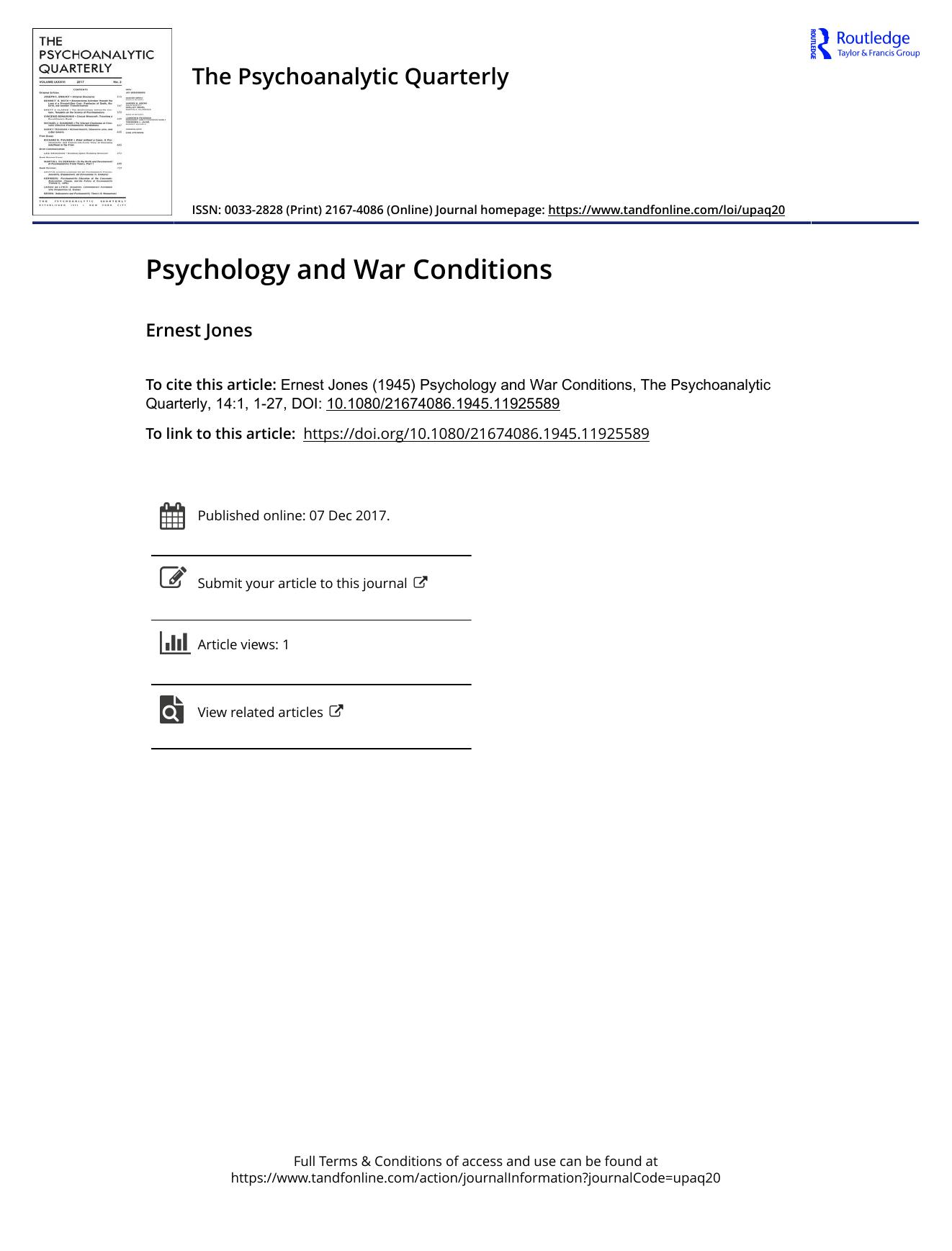The Psychoanalytic Quarterly, Volume 14, Issue 1 (1945) by Unknown