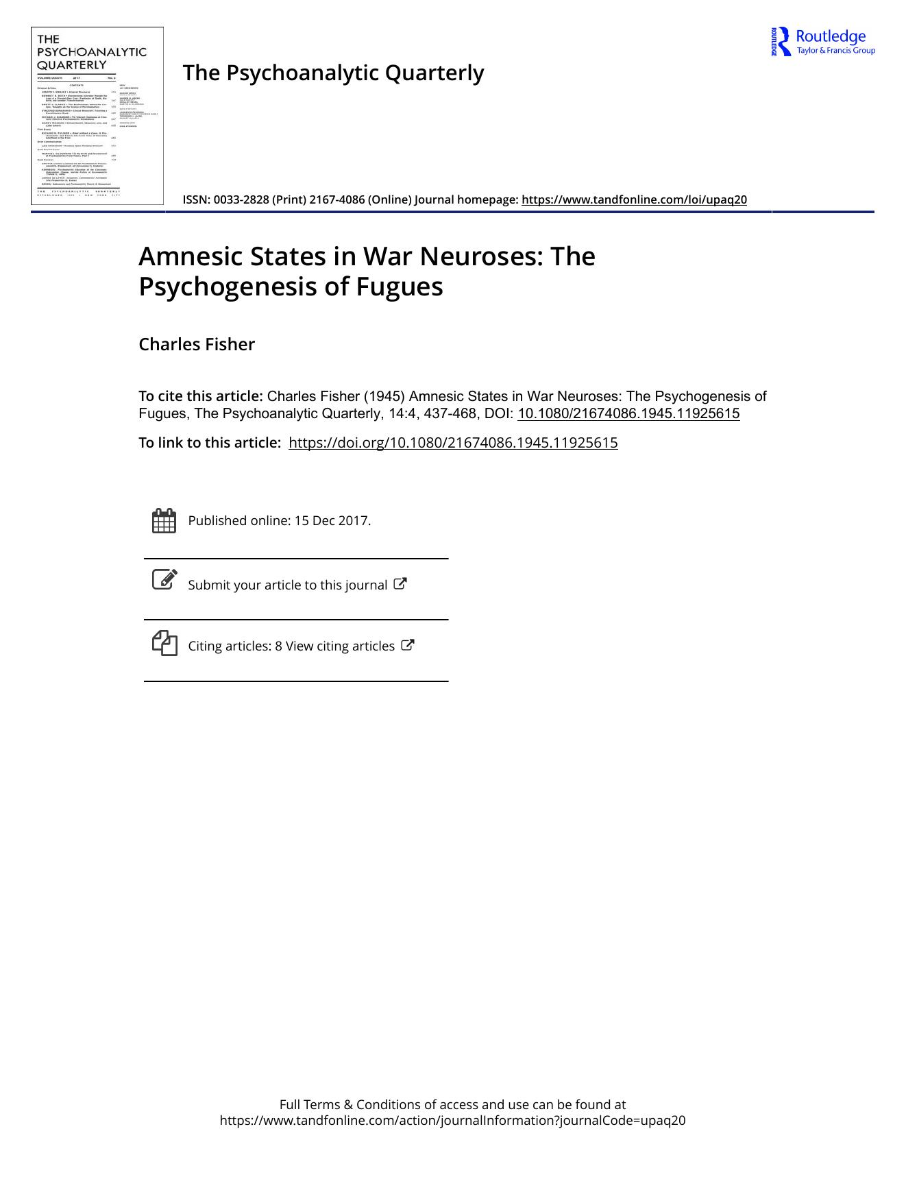 The Psychoanalytic Quarterly, Volume 14, Issue 4 (1945) by Unknown
