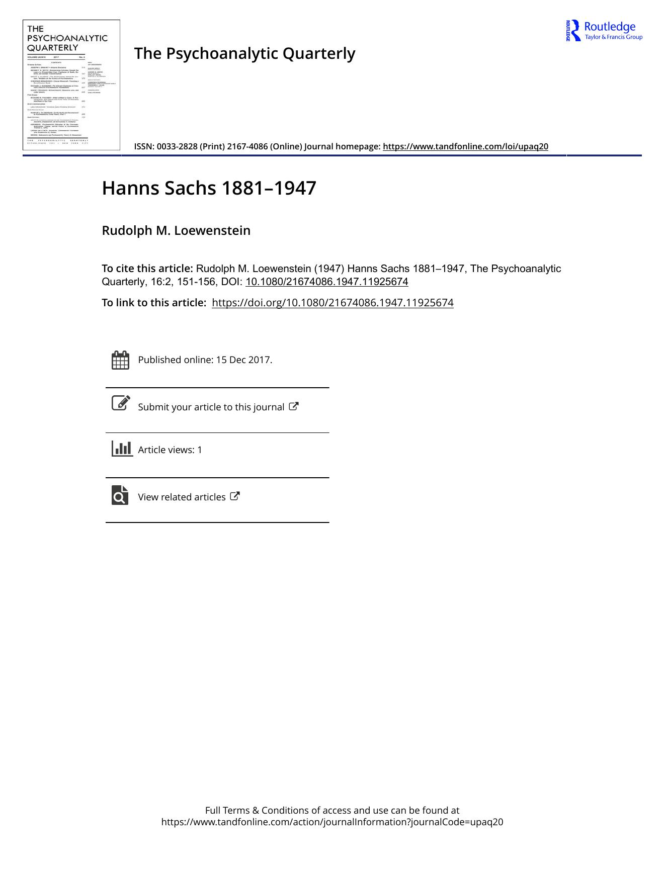 The Psychoanalytic Quarterly, Volume 16, Issue 2 (1947) by Unknown