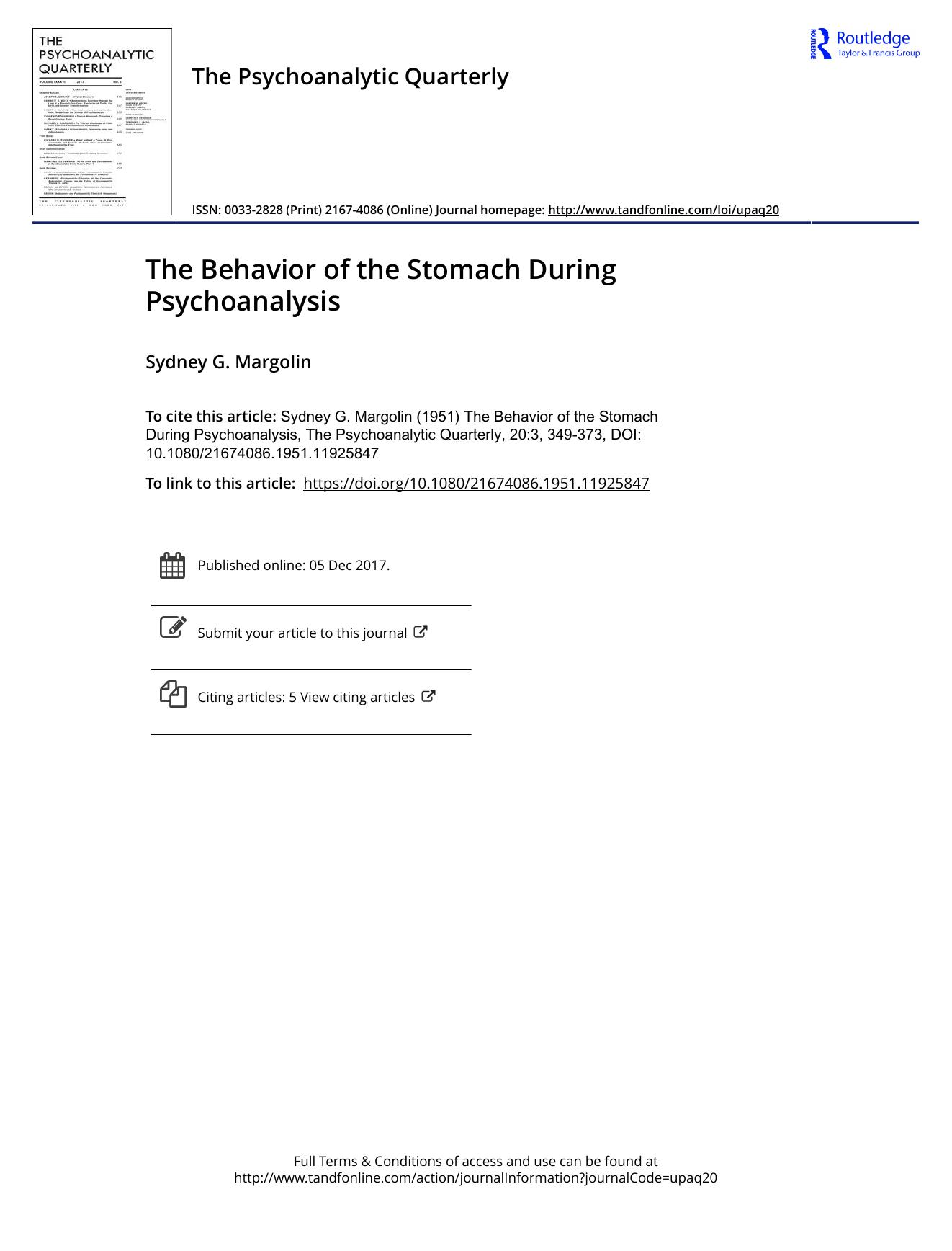 The Psychoanalytic Quarterly, Volume 20, Issue 3 (1951) by Unknown