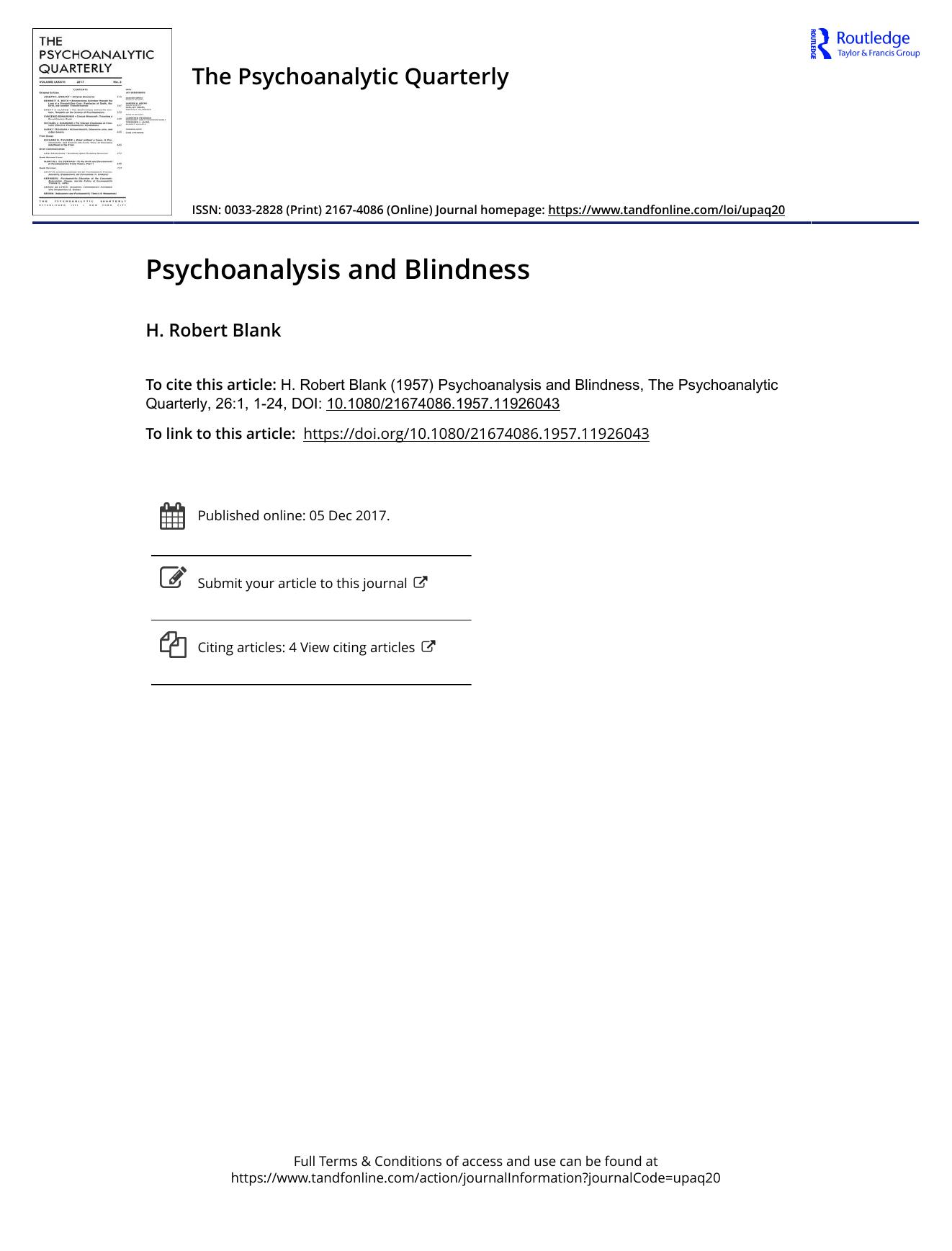 The Psychoanalytic Quarterly, Volume 26, Issue 1 (1957) by Unknown
