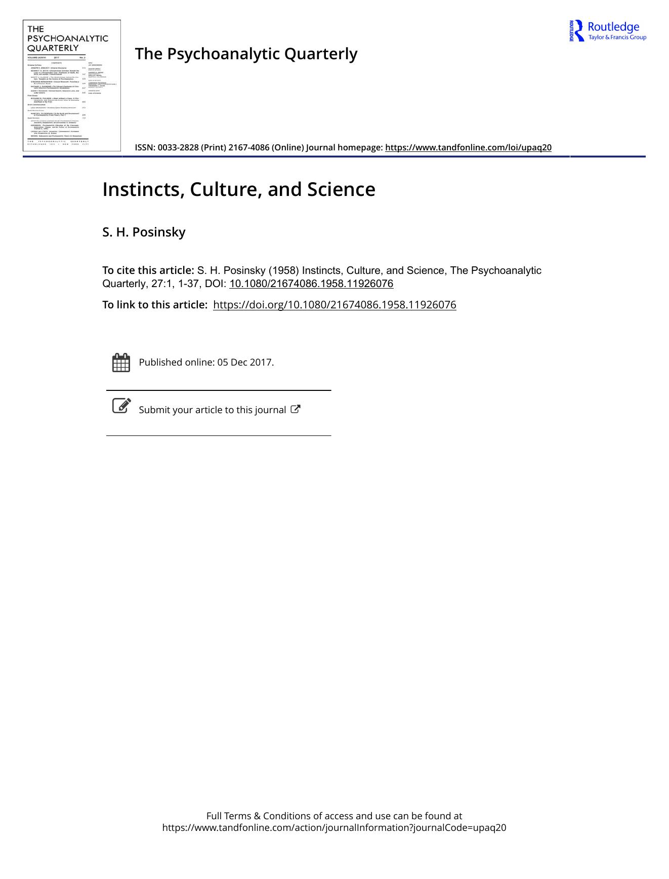 The Psychoanalytic Quarterly, Volume 27, Issue 1 (1958) by Unknown