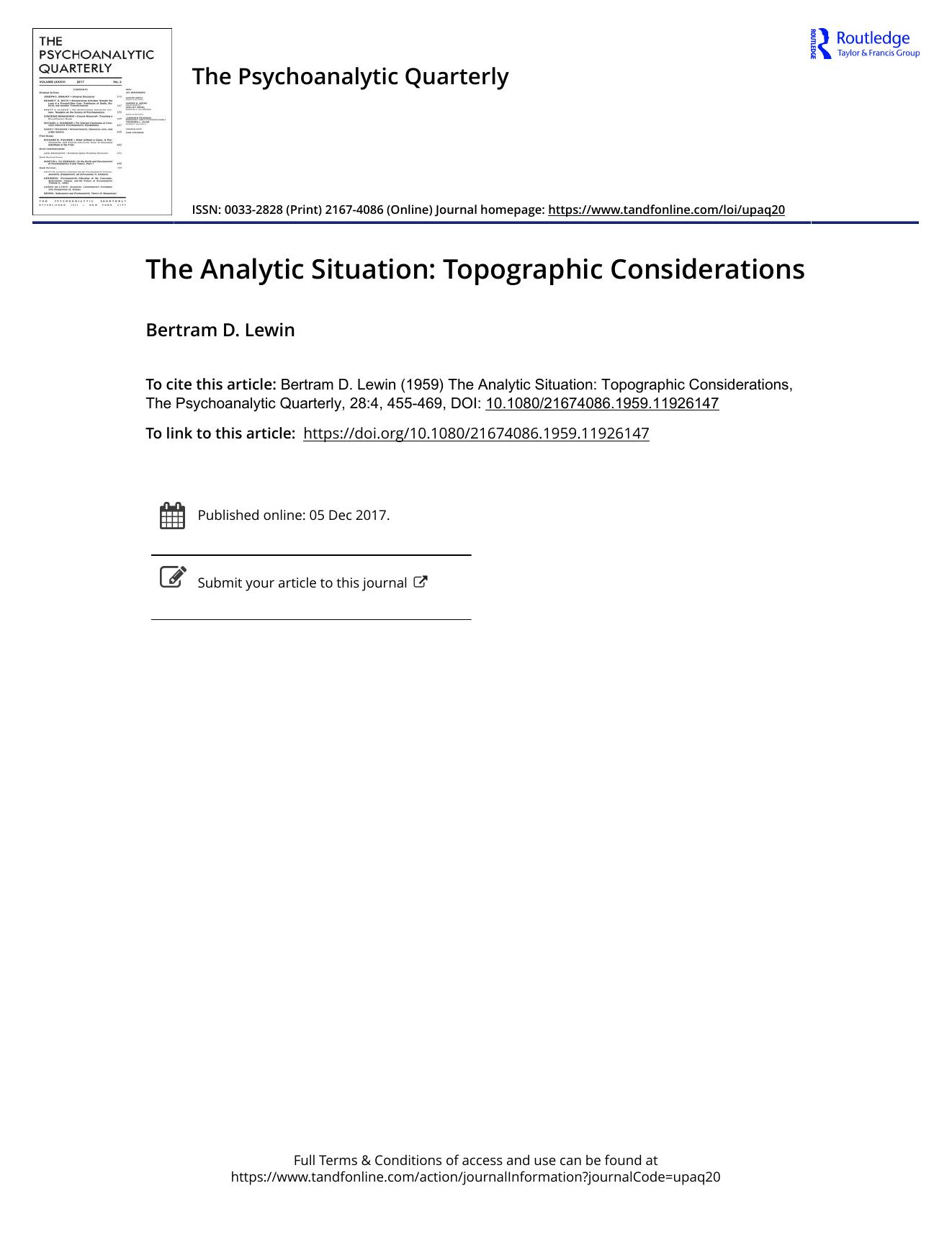 The Psychoanalytic Quarterly, Volume 28, Issue 4 (1959) by Unknown