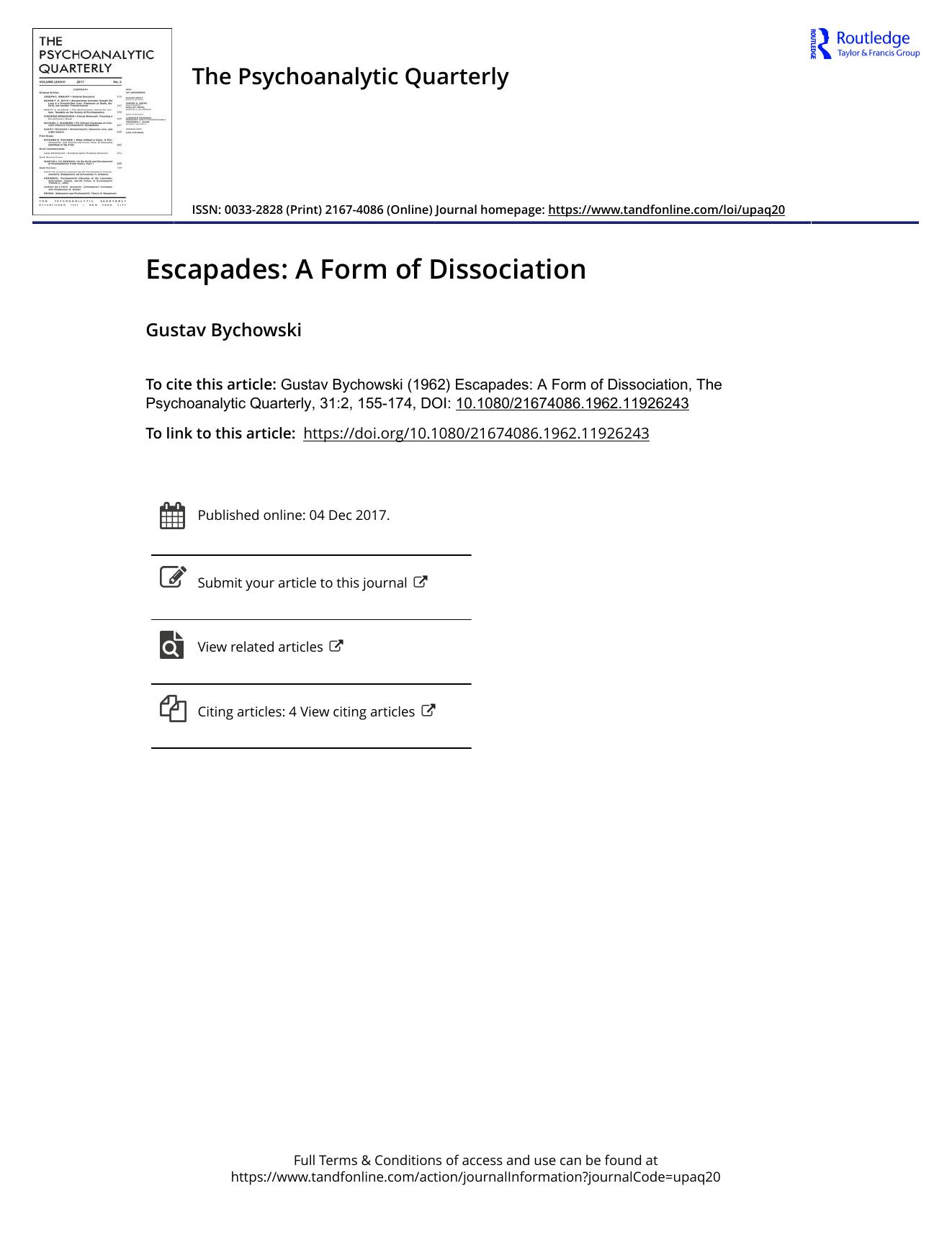 The Psychoanalytic Quarterly, Volume 31, Issue 2 (1962) by Unknown