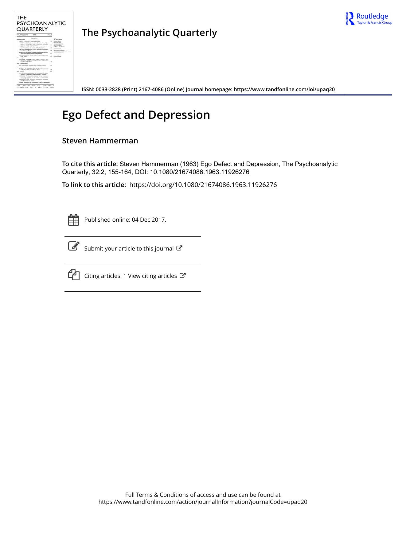 The Psychoanalytic Quarterly, Volume 32, Issue 2 (1963) by Unknown