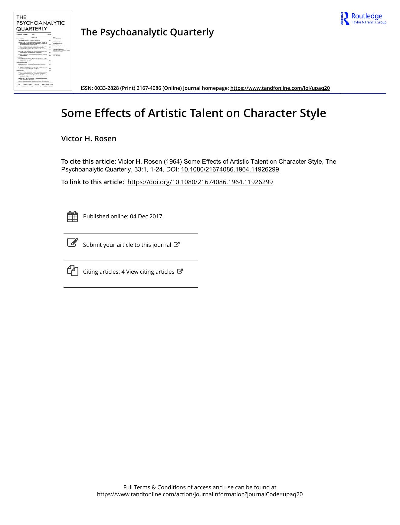 The Psychoanalytic Quarterly, Volume 33, Issue 1 (1964) by Unknown
