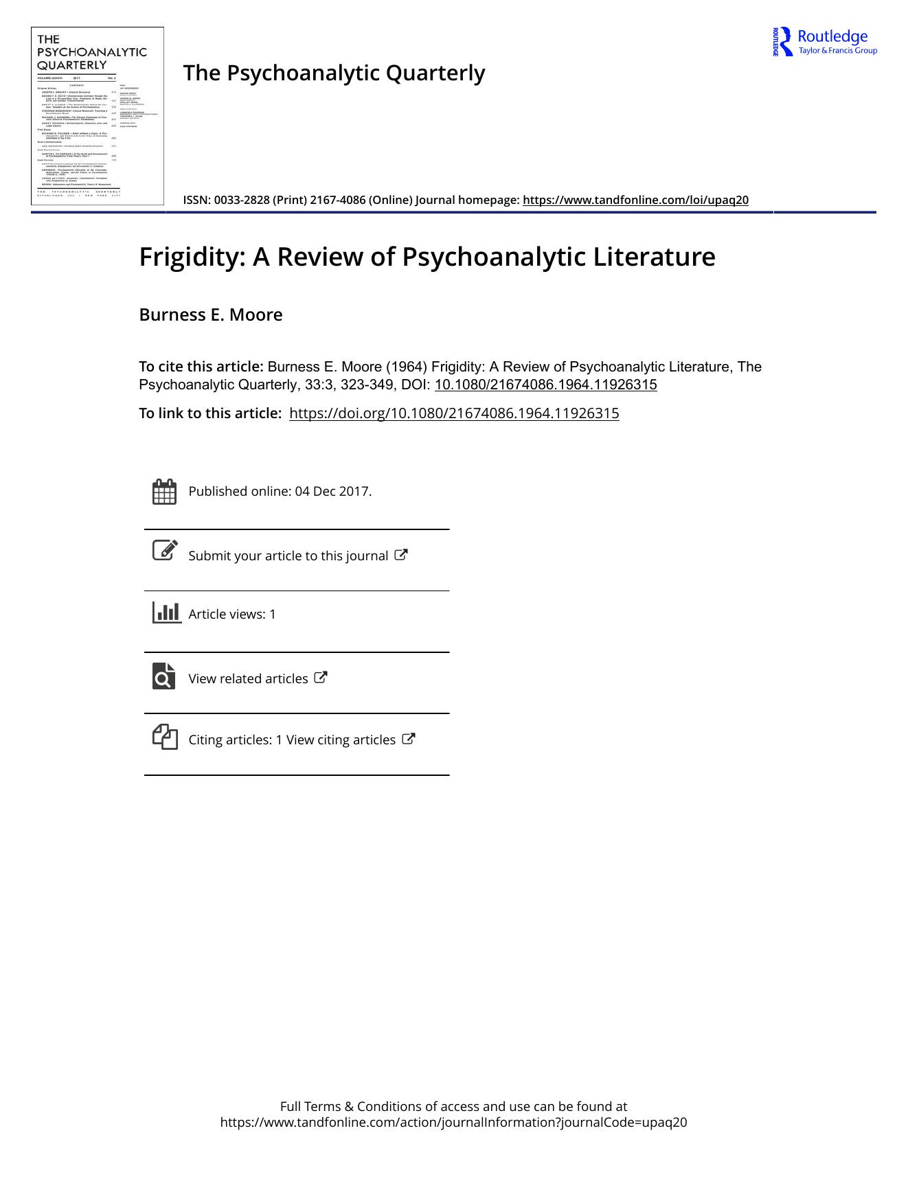 The Psychoanalytic Quarterly, Volume 33, Issue 3 (1964) by Unknown