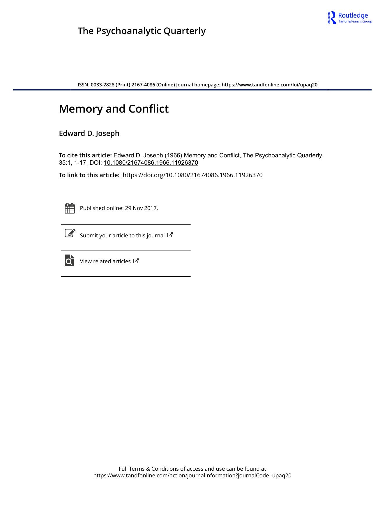 The Psychoanalytic Quarterly, Volume 35, Issue 1 (1966) by Unknown