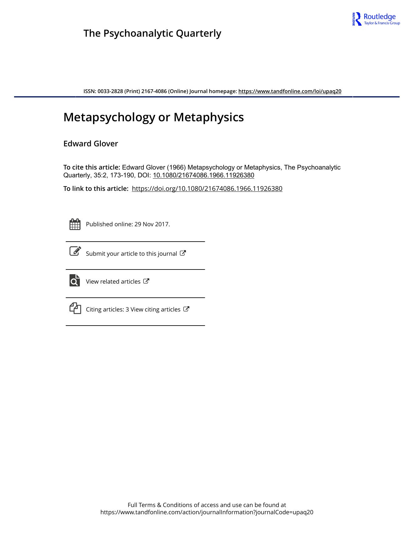 The Psychoanalytic Quarterly, Volume 35, Issue 2 (1966) by Unknown