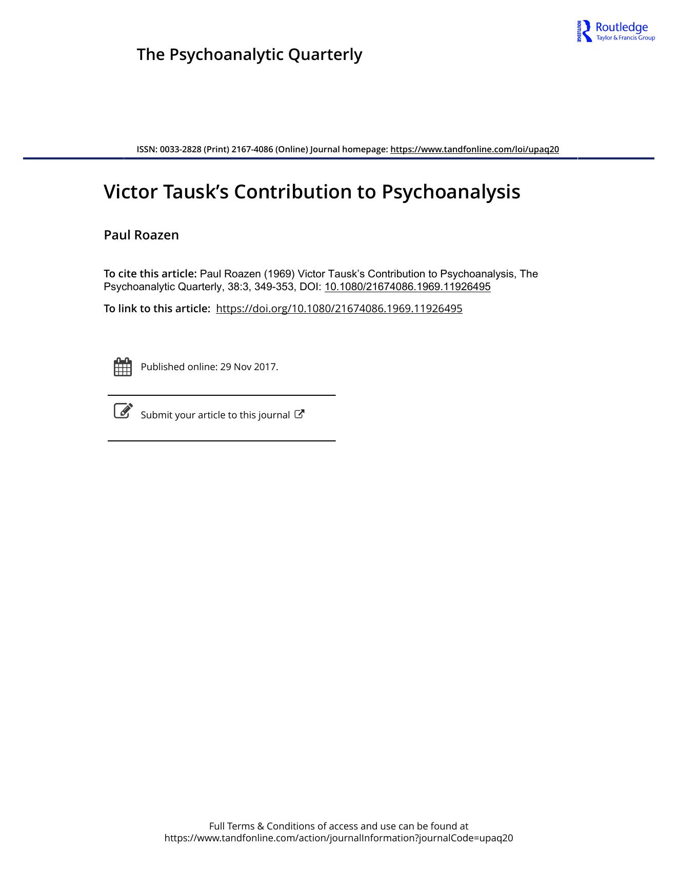 The Psychoanalytic Quarterly, Volume 38, Issue 3 (1969) by Unknown