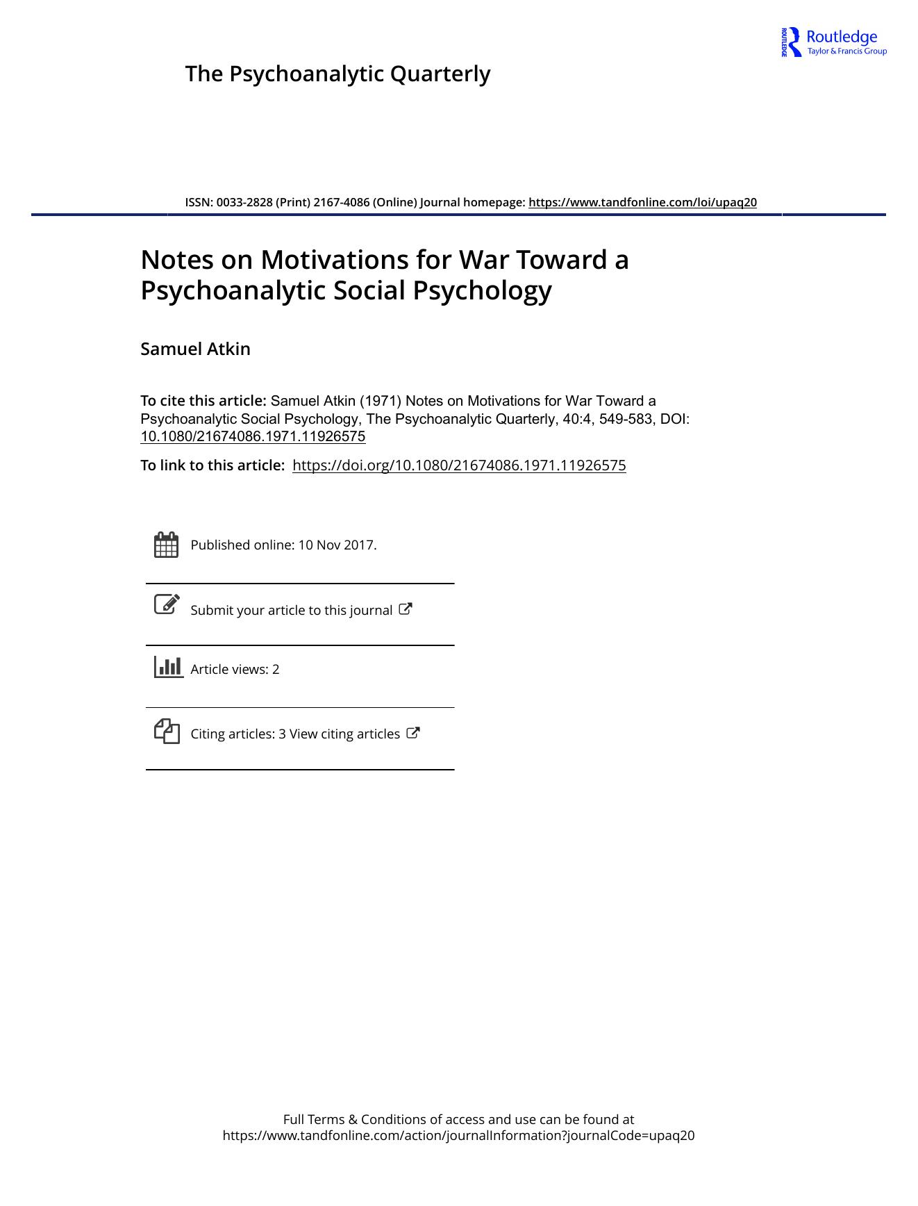 The Psychoanalytic Quarterly, Volume 40, Issue 4 (1971) by Unknown