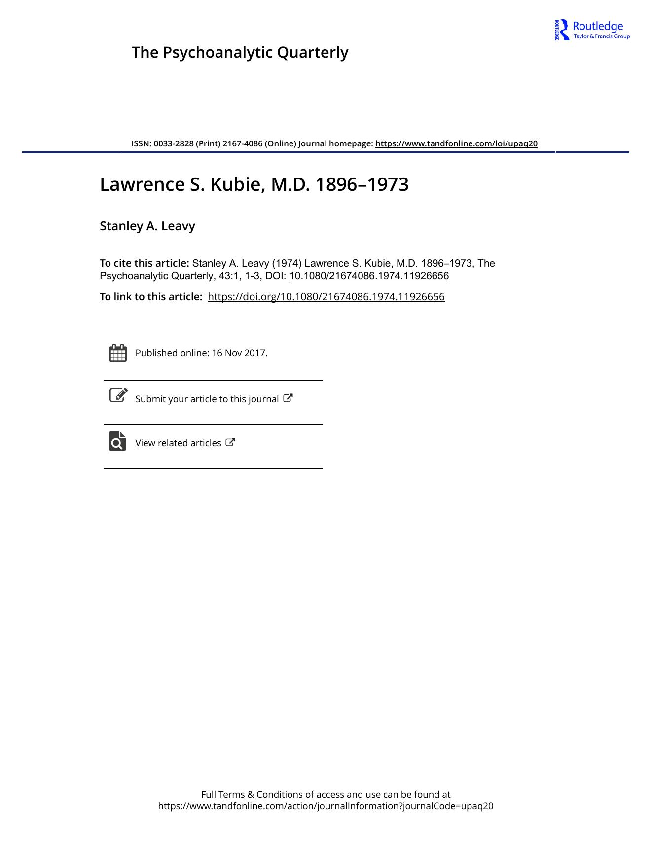 The Psychoanalytic Quarterly, Volume 43, Issue 1 (1974) by Unknown
