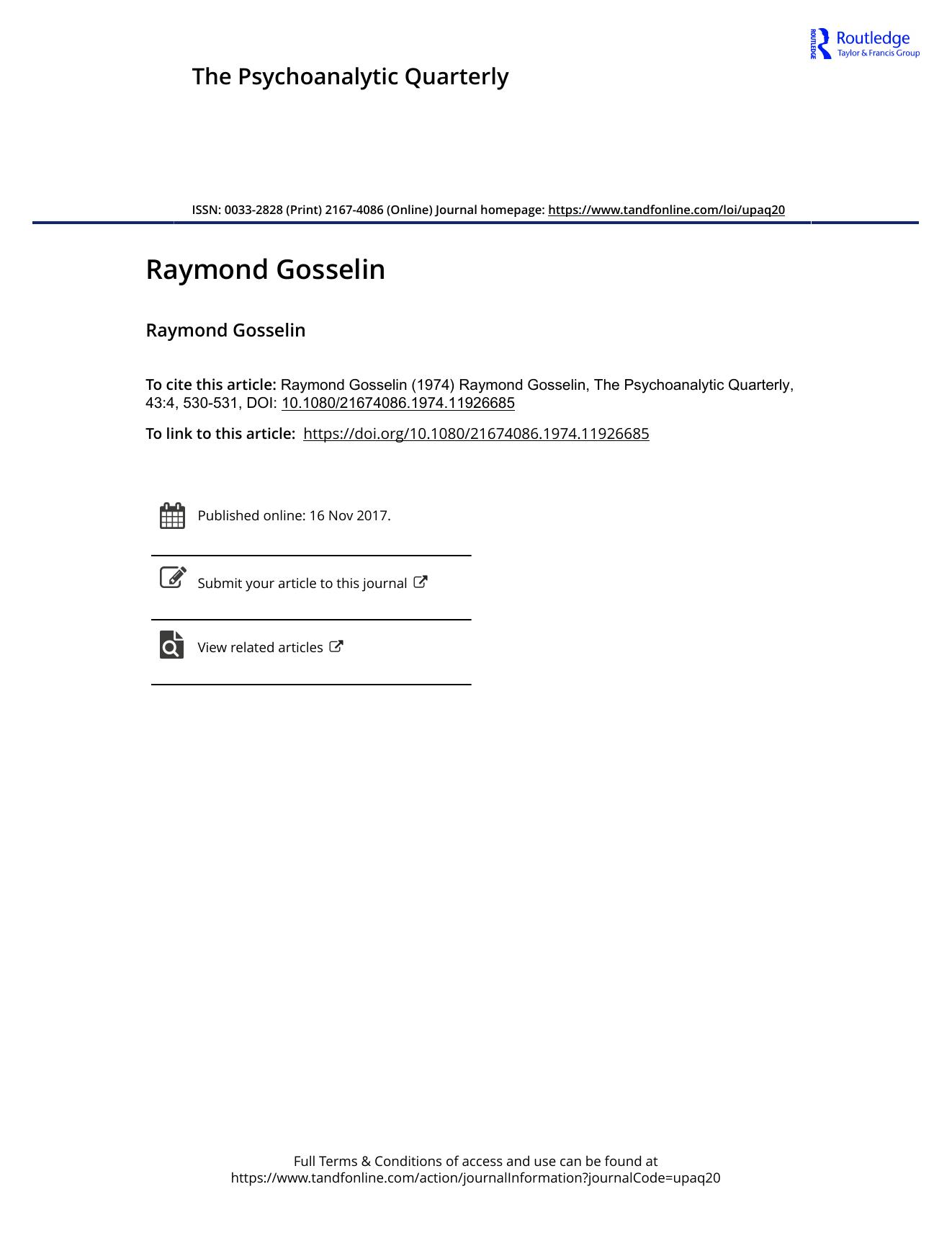 The Psychoanalytic Quarterly, Volume 43, Issue 4 (1974) by Unknown