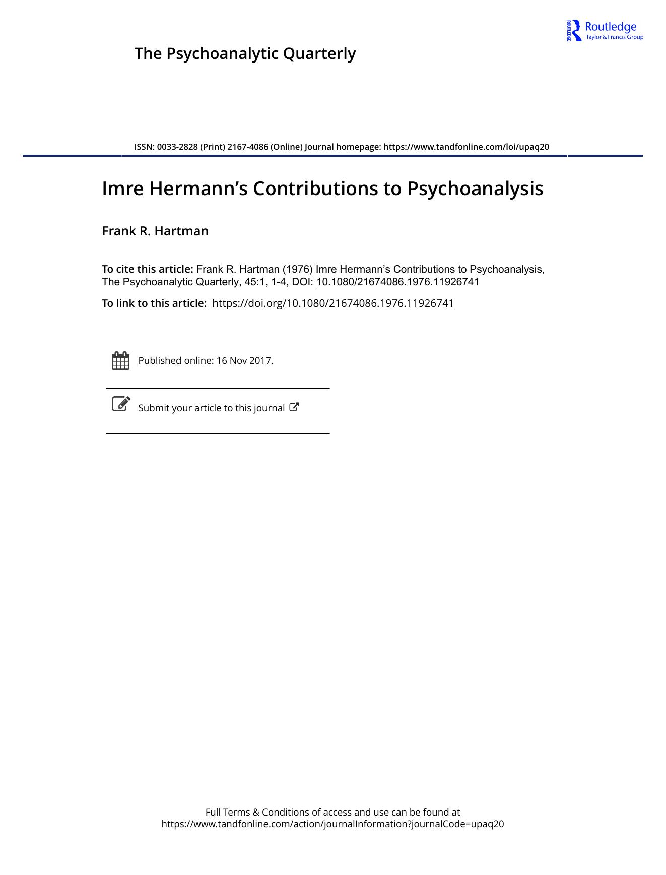 The Psychoanalytic Quarterly, Volume 45, Issue 1 (1976) by Unknown