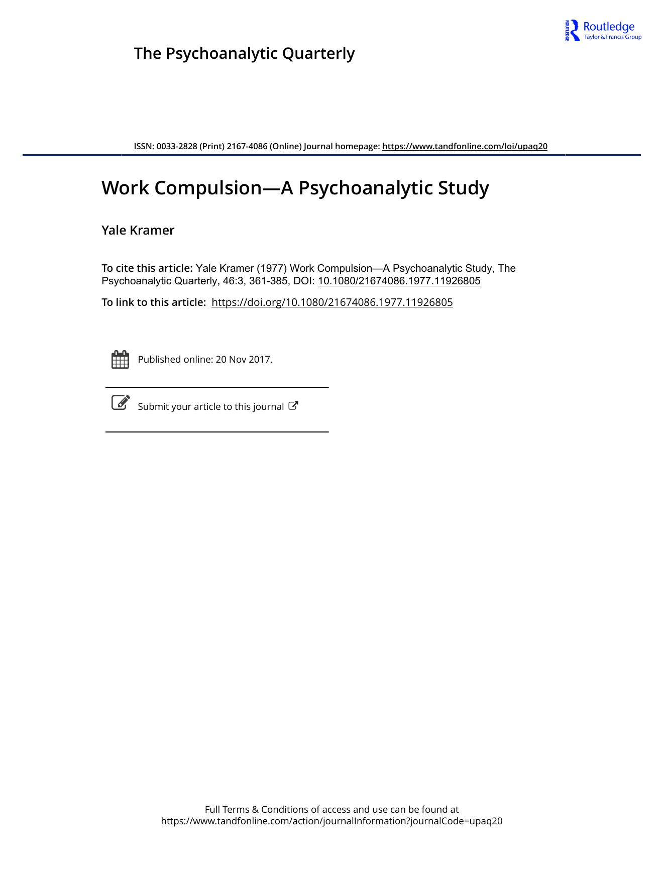 The Psychoanalytic Quarterly, Volume 46, Issue 3 (1977) by Unknown