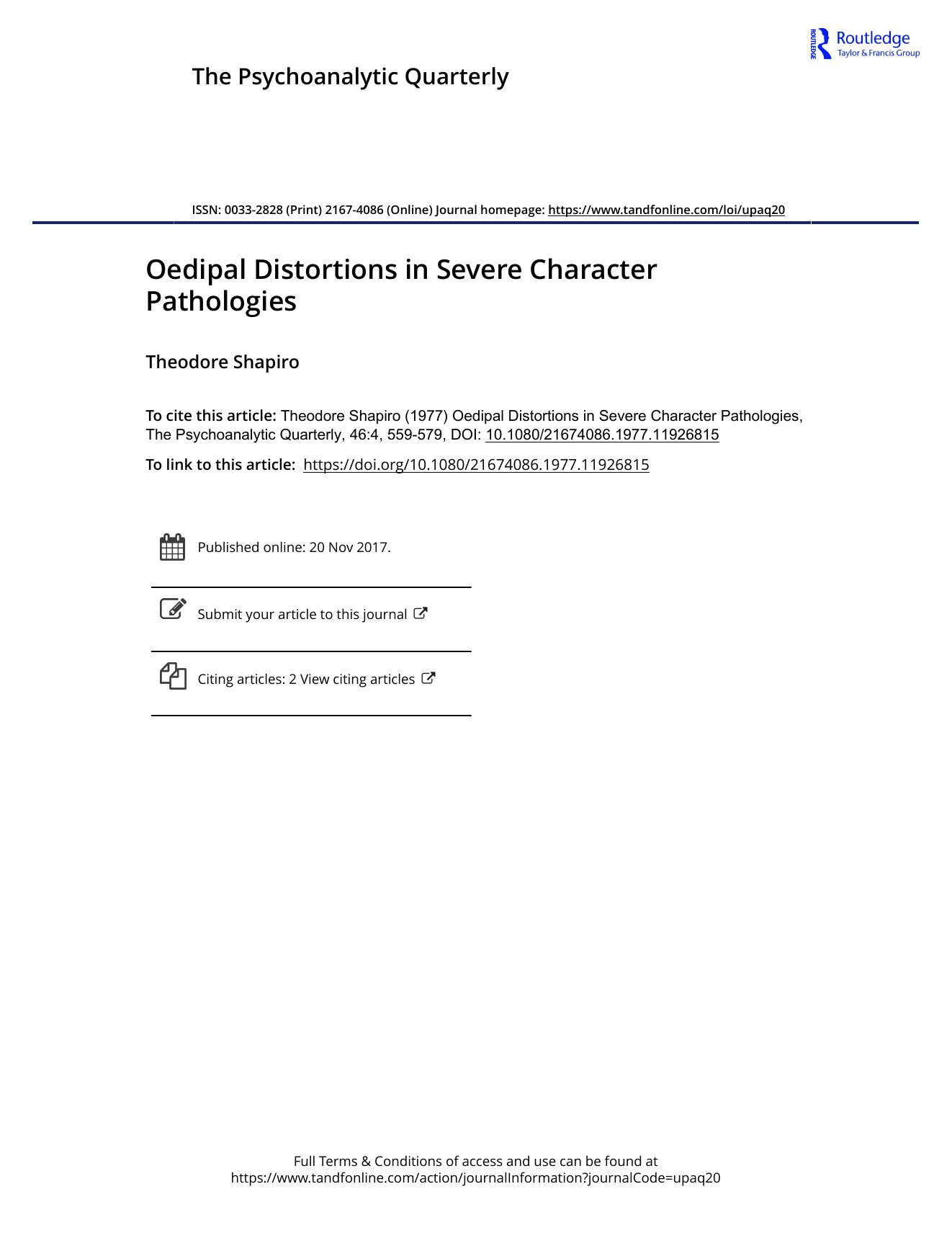 The Psychoanalytic Quarterly, Volume 46, Issue 4 (1977) by Unknown