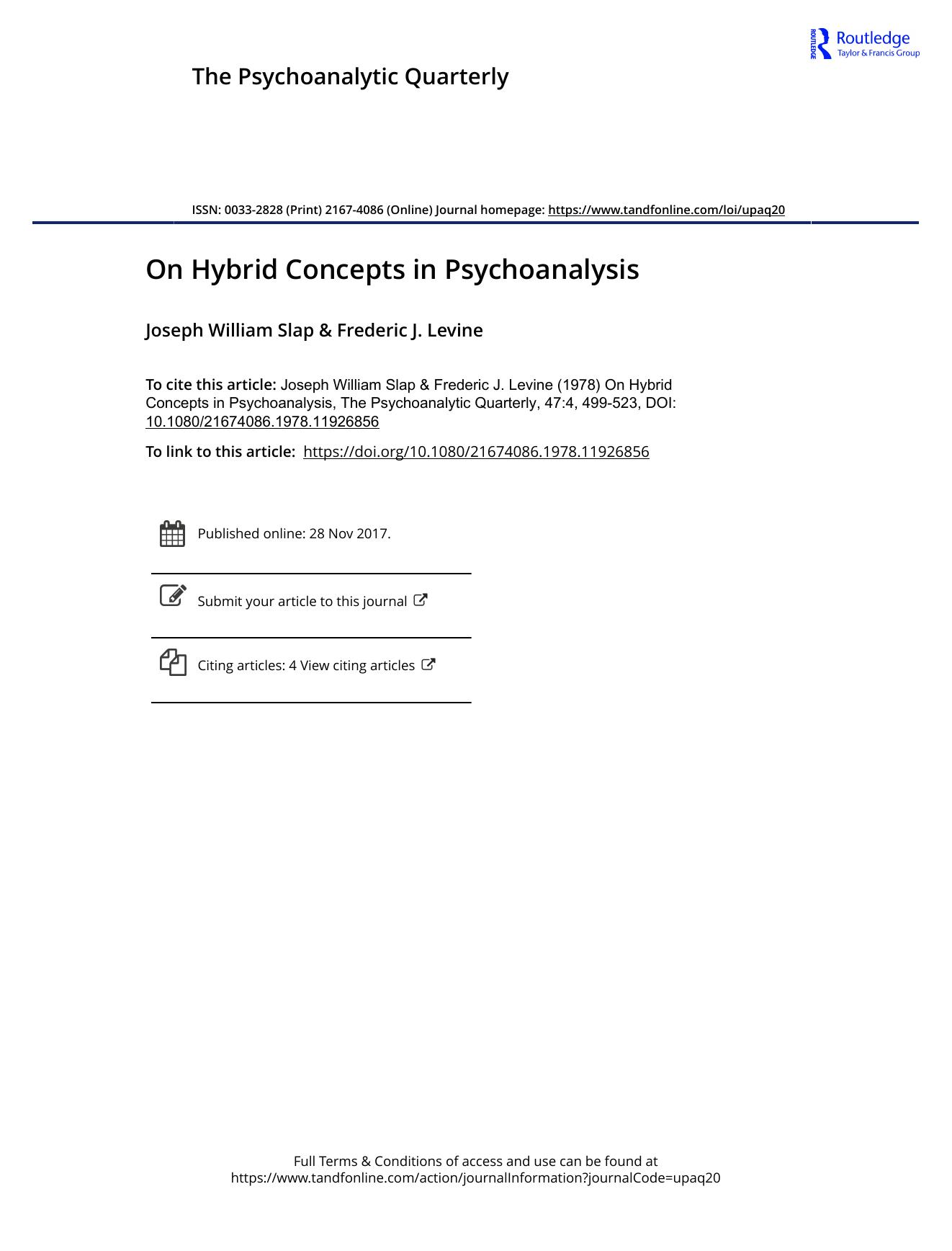 The Psychoanalytic Quarterly, Volume 47, Issue 4 (1978) by Unknown
