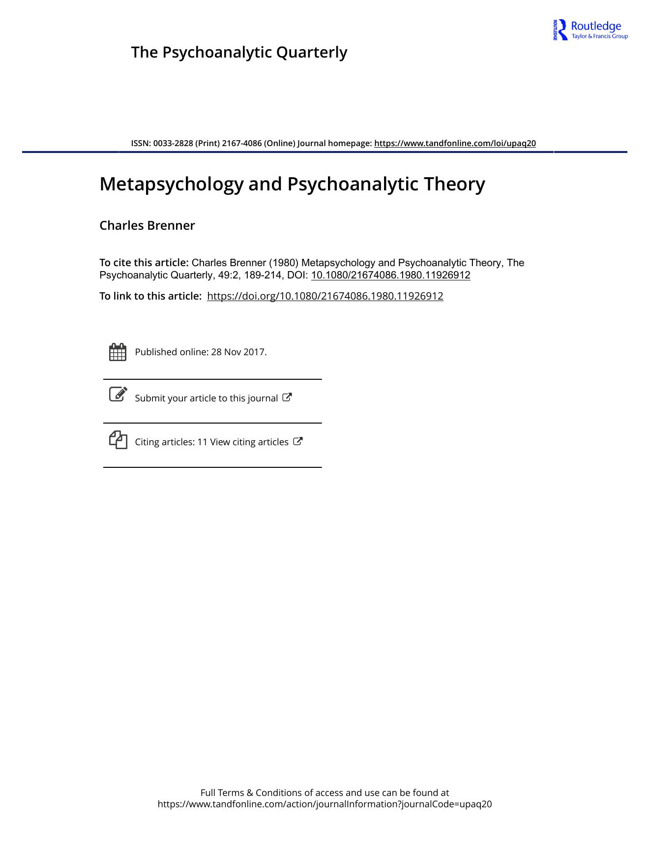 The Psychoanalytic Quarterly, Volume 49, Issue 2 (1980) by Unknown
