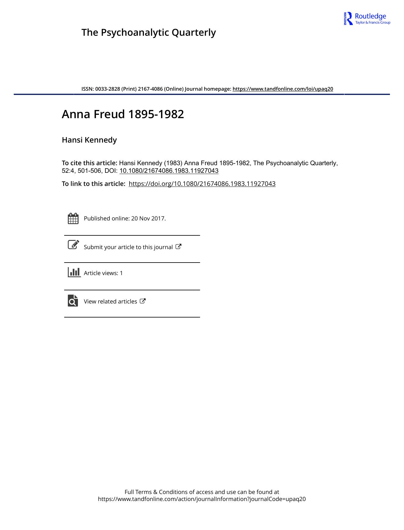 The Psychoanalytic Quarterly, Volume 52, Issue 4 (1983) by Unknown