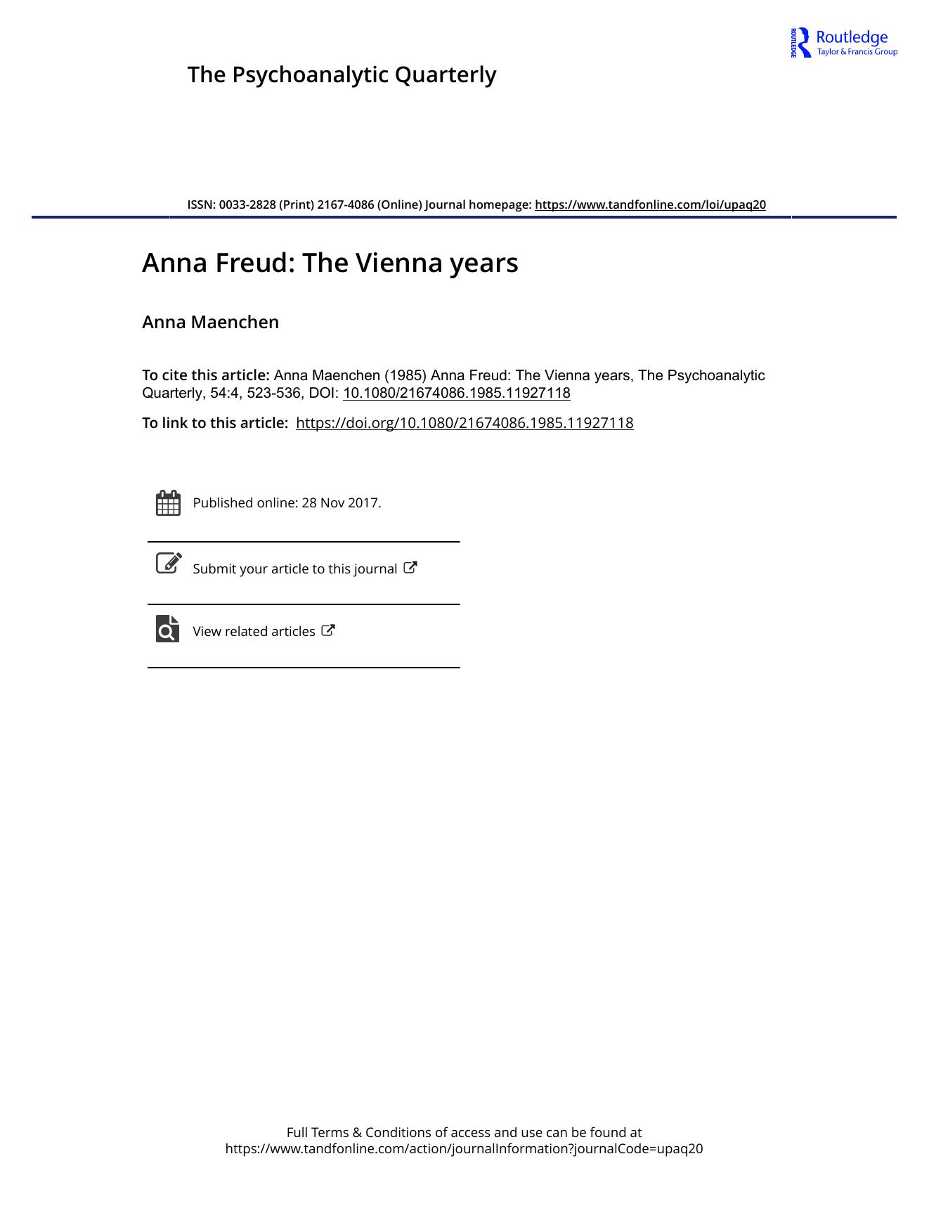 The Psychoanalytic Quarterly, Volume 54, Issue 4 (1985) by Unknown