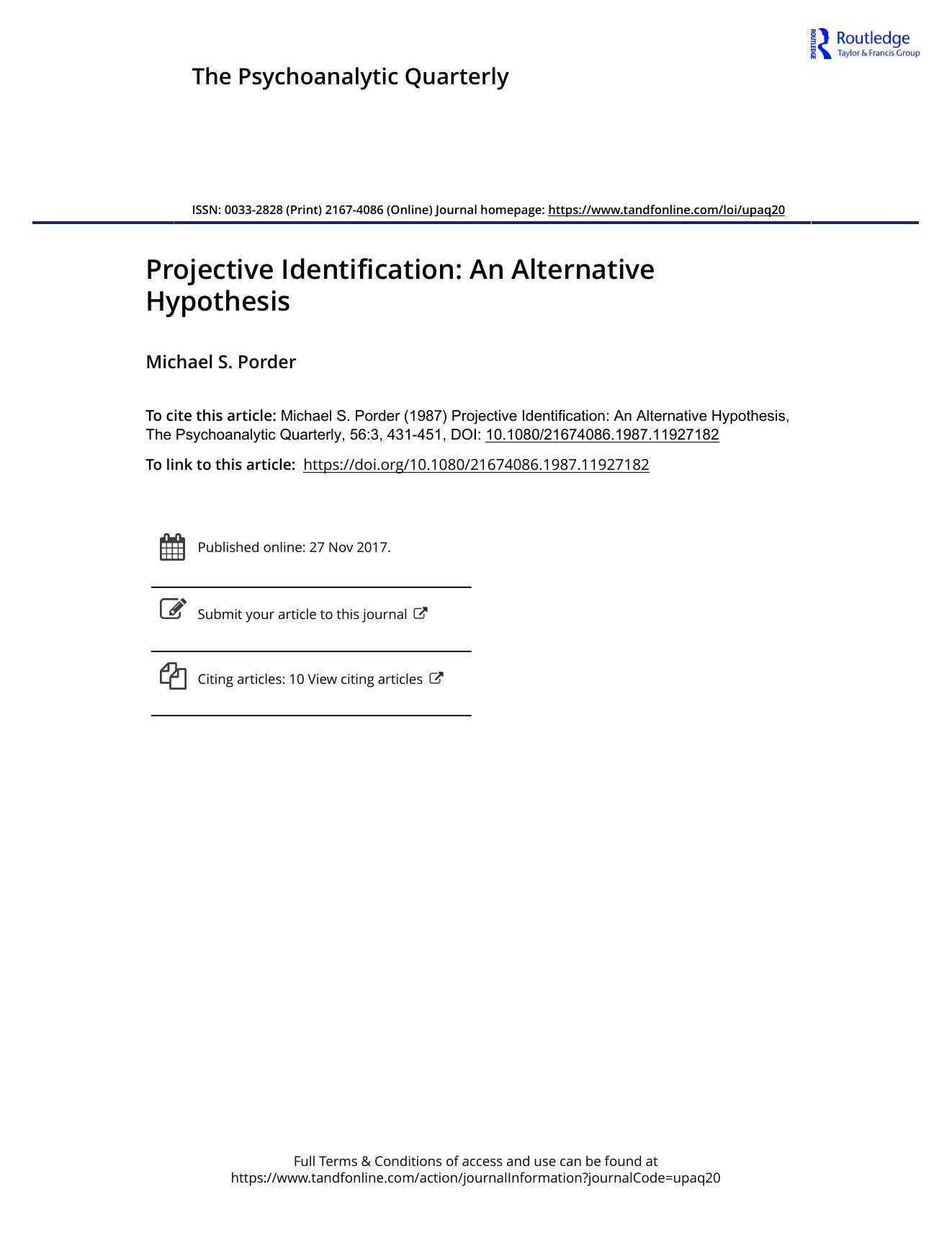 The Psychoanalytic Quarterly, Volume 56, Issue 3 (1987) by Unknown
