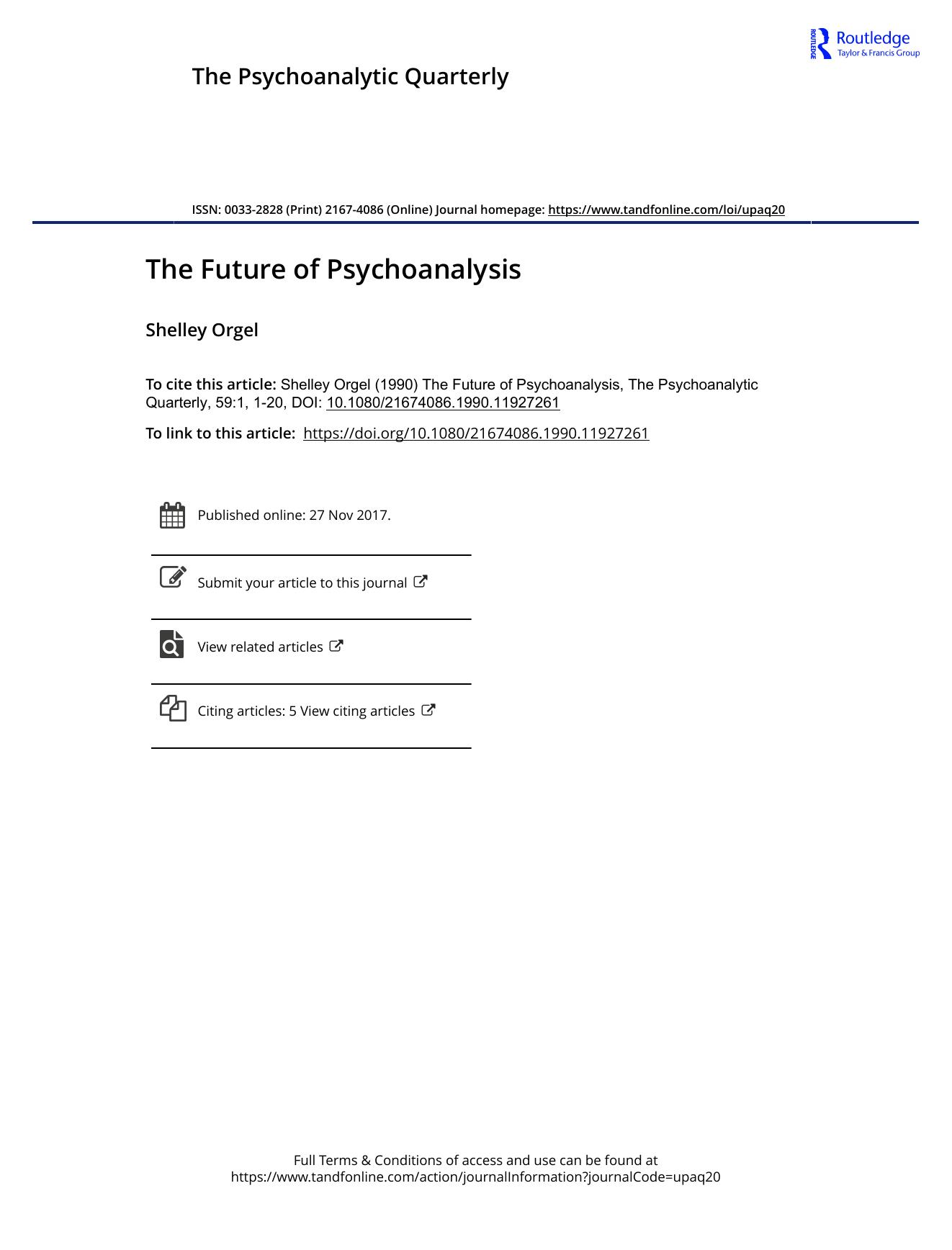 The Psychoanalytic Quarterly, Volume 59, Issue 1 (1990) by Unknown