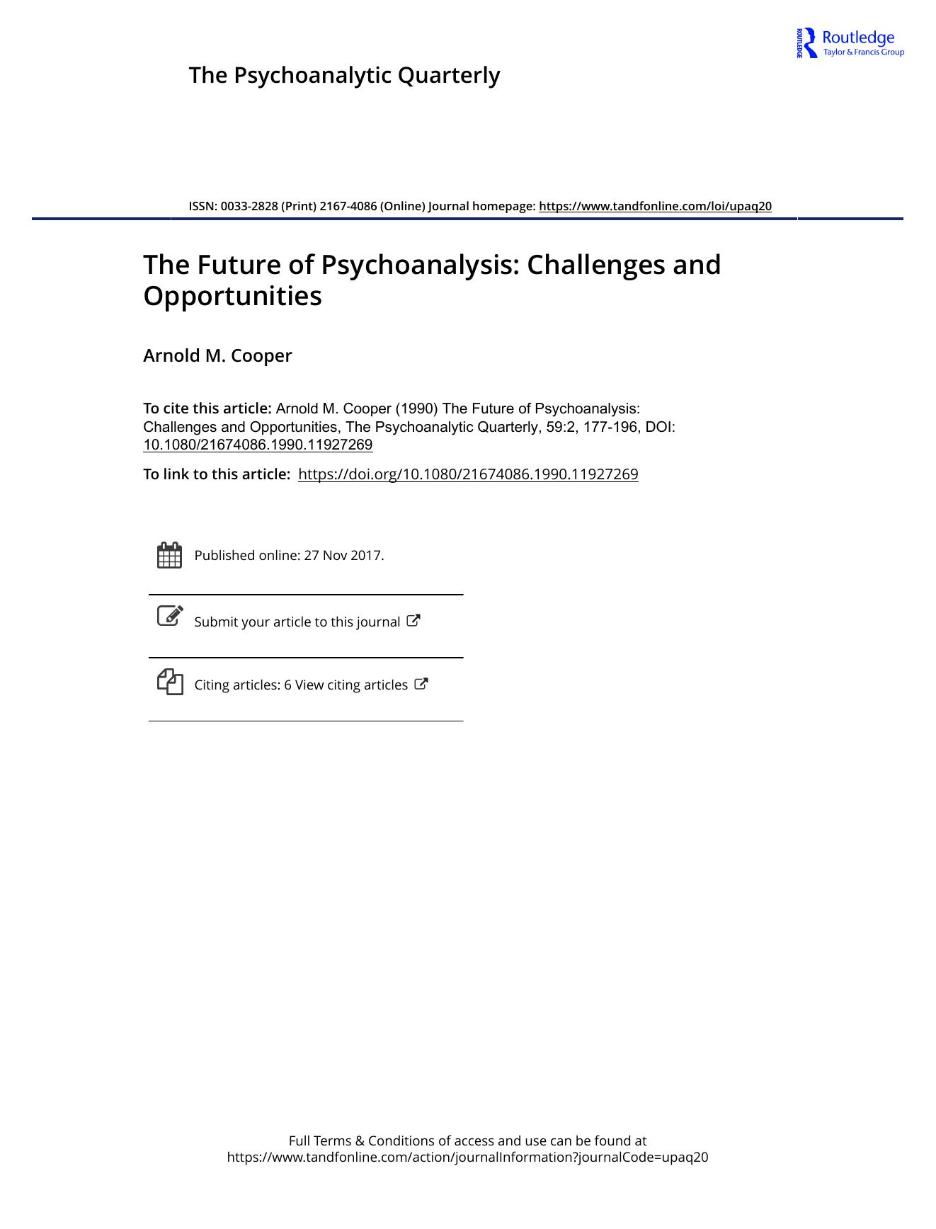 The Psychoanalytic Quarterly, Volume 59, Issue 2 (1990) by Unknown