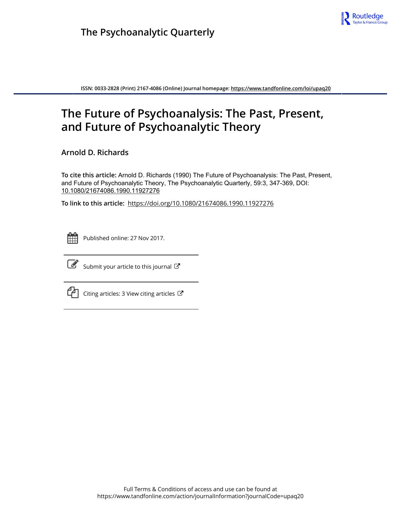 The Psychoanalytic Quarterly, Volume 59, Issue 3 (1990) by Unknown