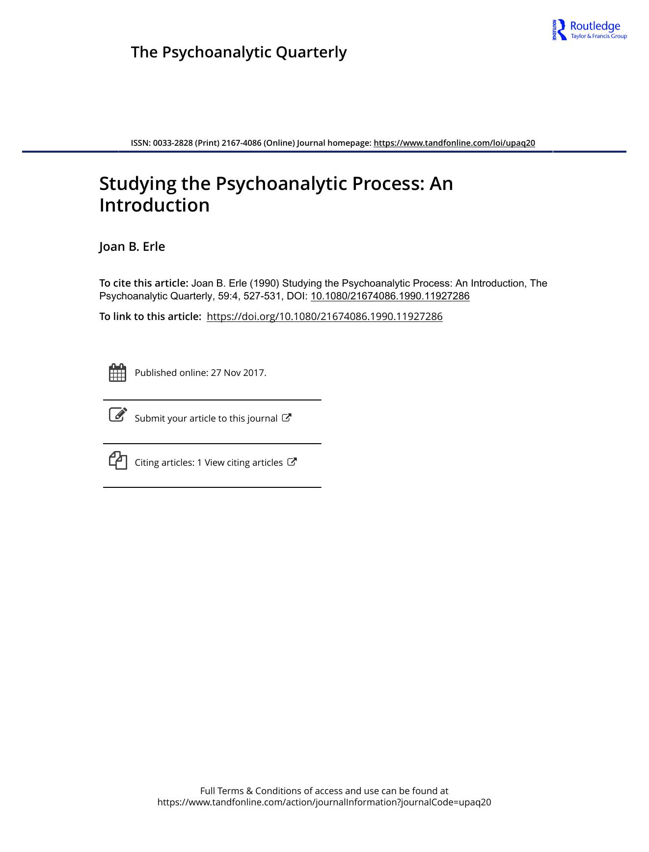 The Psychoanalytic Quarterly, Volume 59, Issue 4 (1990) by Unknown
