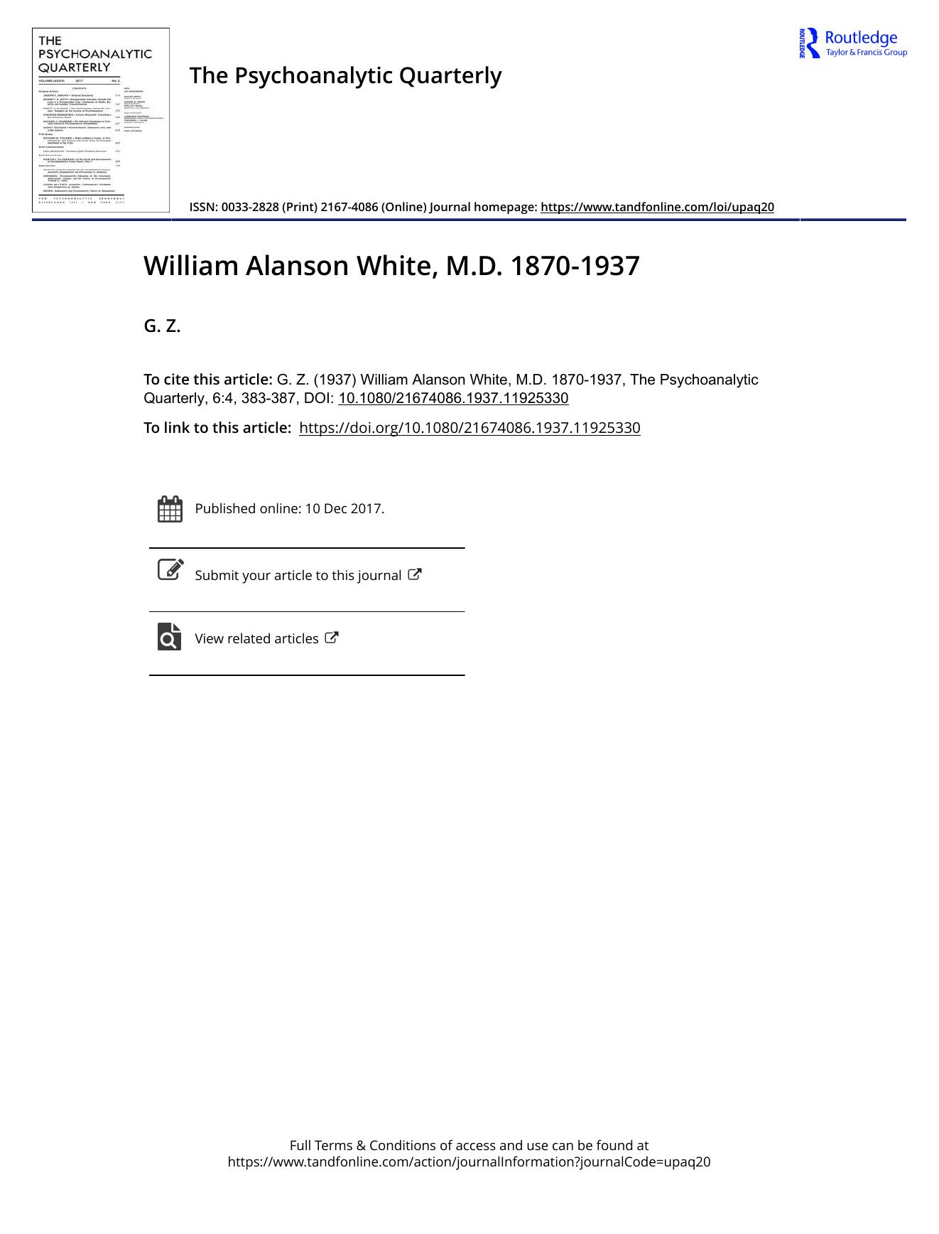 The Psychoanalytic Quarterly, Volume 6, Issue 4 (1937) by Unknown