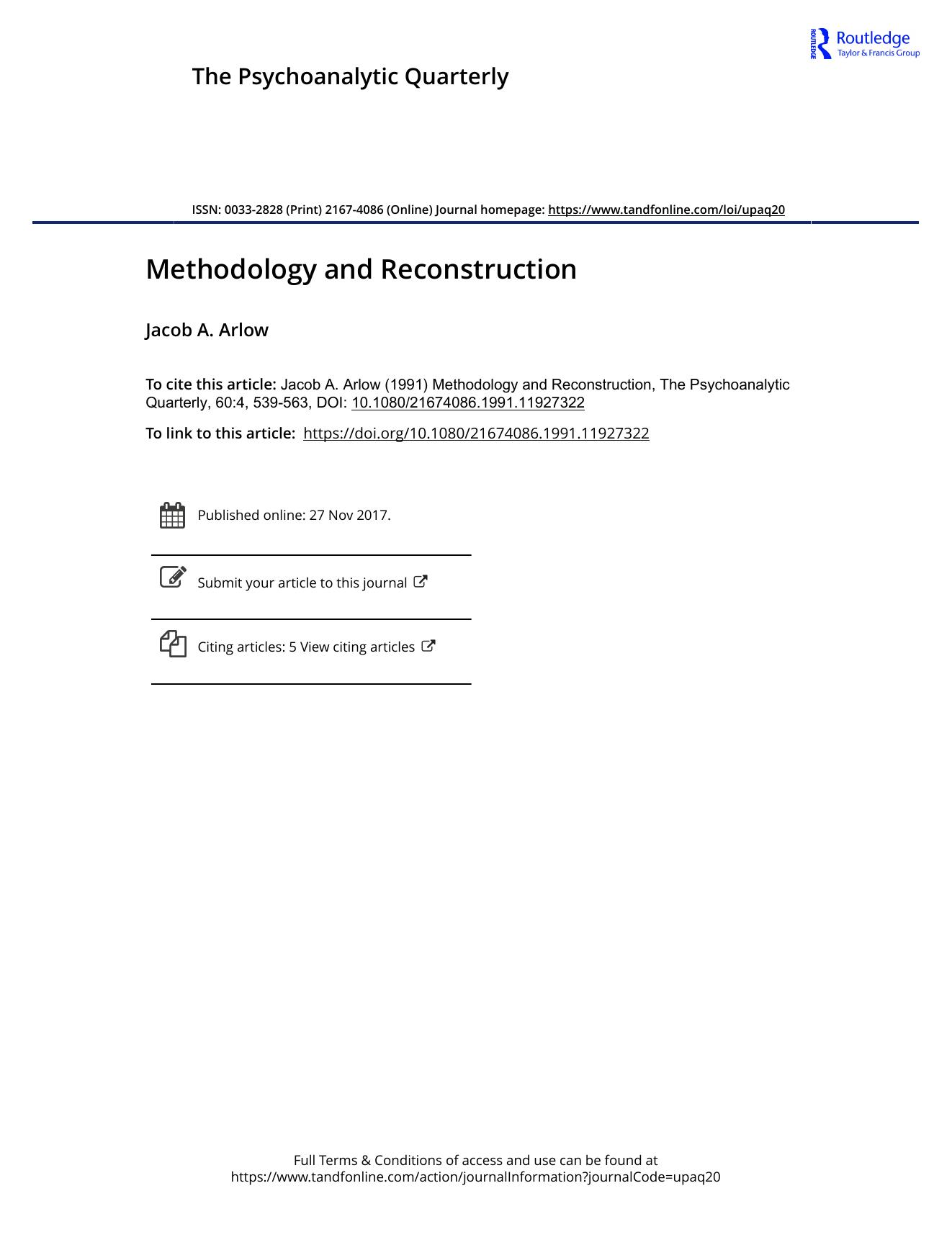 The Psychoanalytic Quarterly, Volume 60, Issue 4 (1991) by Unknown