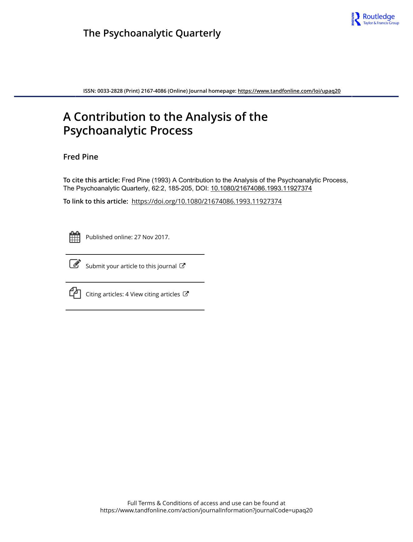 The Psychoanalytic Quarterly, Volume 62, Issue 2 (1993) by Unknown