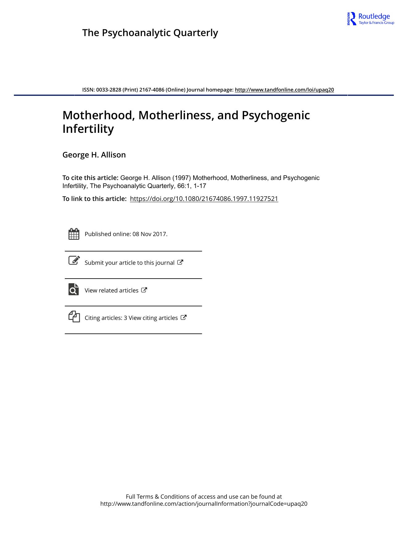 The Psychoanalytic Quarterly, Volume 66, Issue 1 (1997) by Unknown